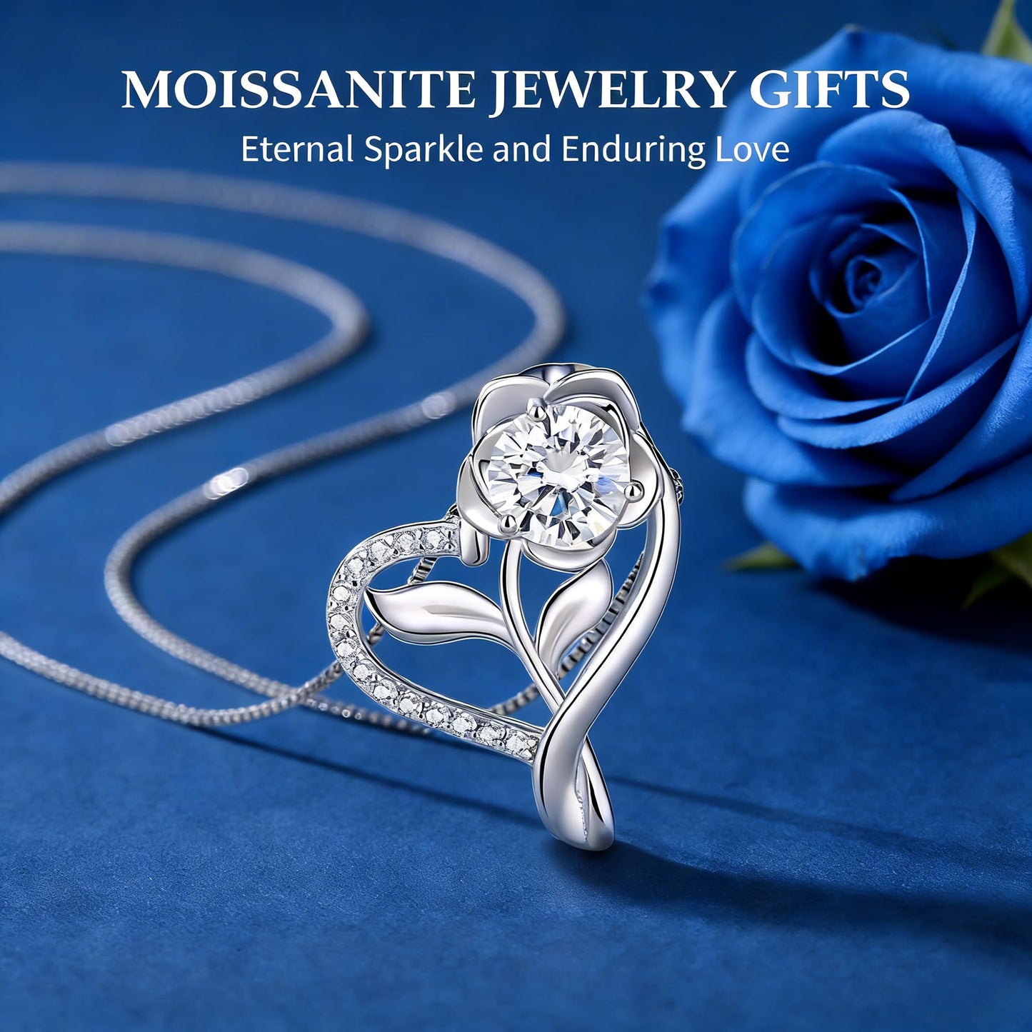 Gorgeous Moissanite Necklaces for Women - Sterling Silver 1-3CT D Color Moissanite Pendant Necklace, Mother Day Birthday Gifts for Mom Wife Girlfriend Daughter, Wedding Anniversary Christmas Jewelry Gift