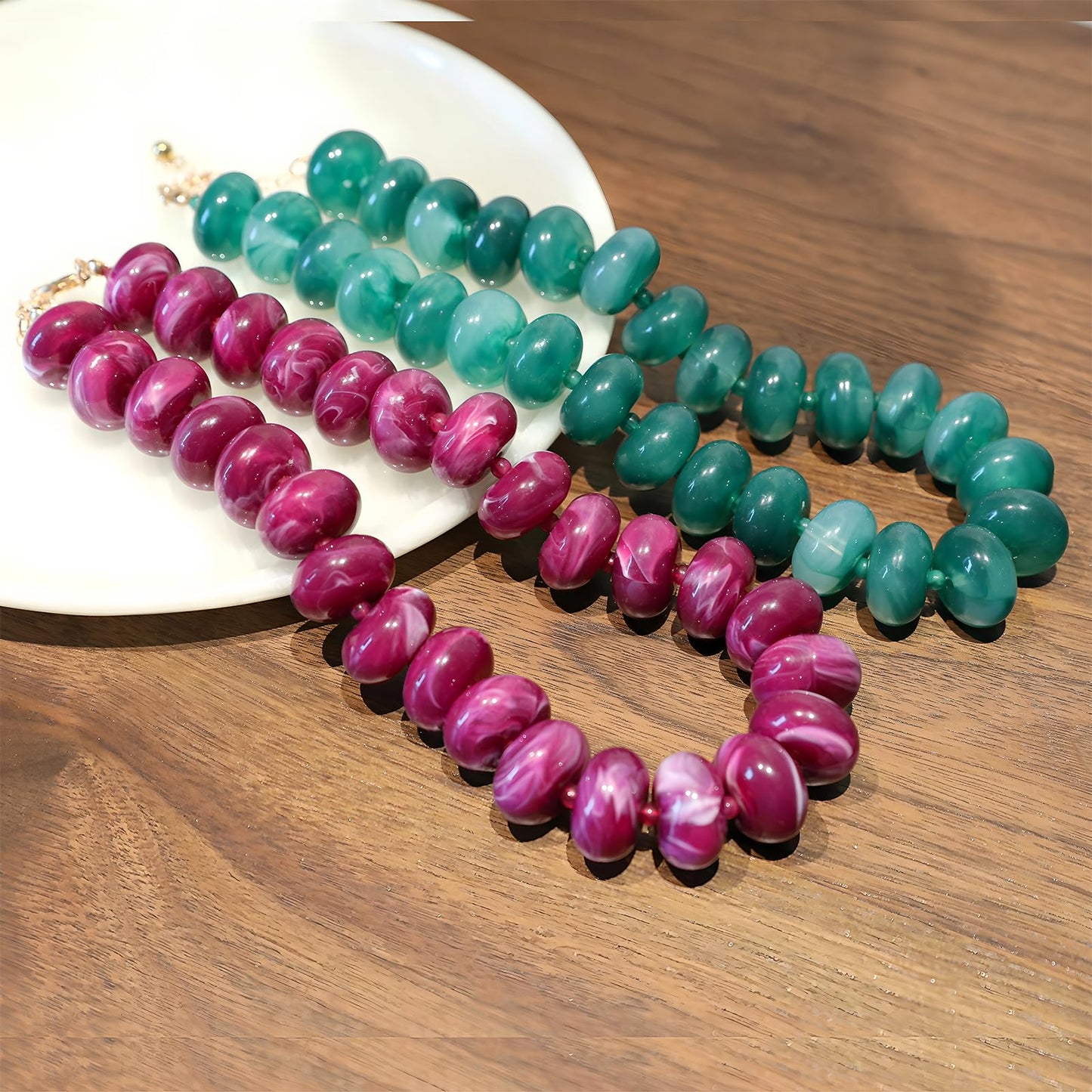 We We Chunky Colorful Beaded Necklace for Women Large Boho Statement Bead Chokers Necklaces Turquoise Blue Big Beads Jewelry Neck Summer Beach