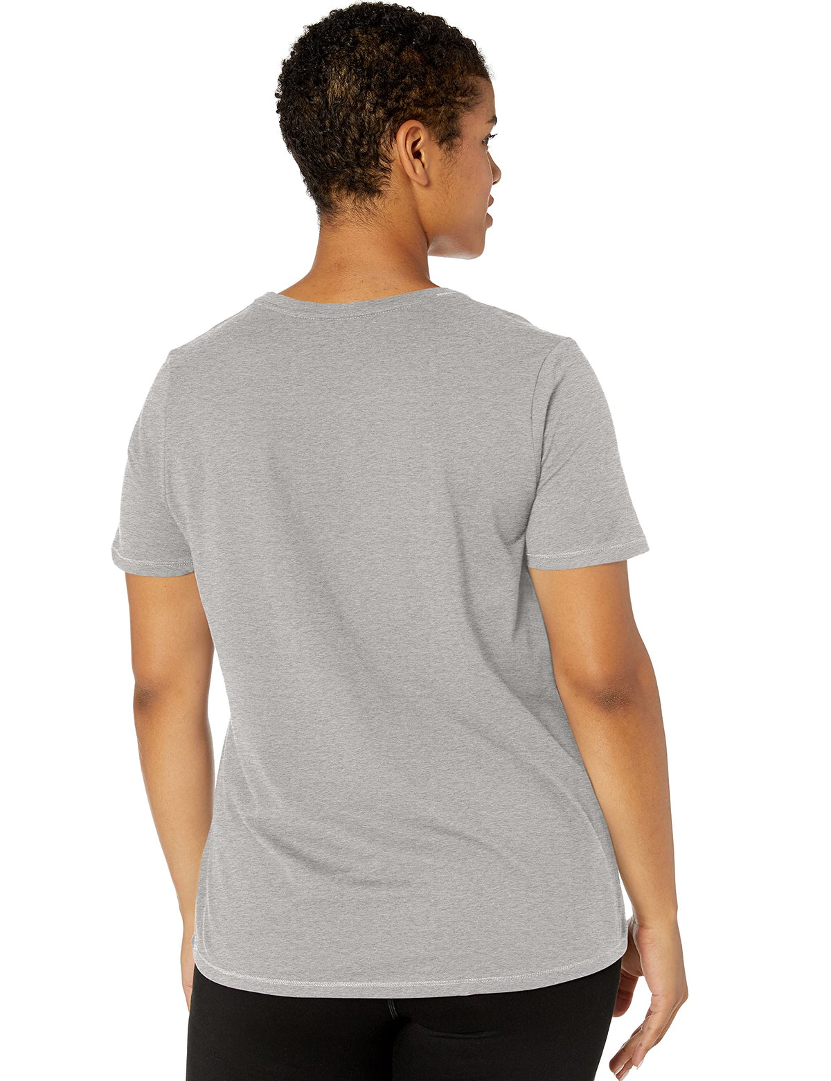 Champion Women's Plus Size Double Dry Cotton V-Neck Tee, Oxford Gray, 2X