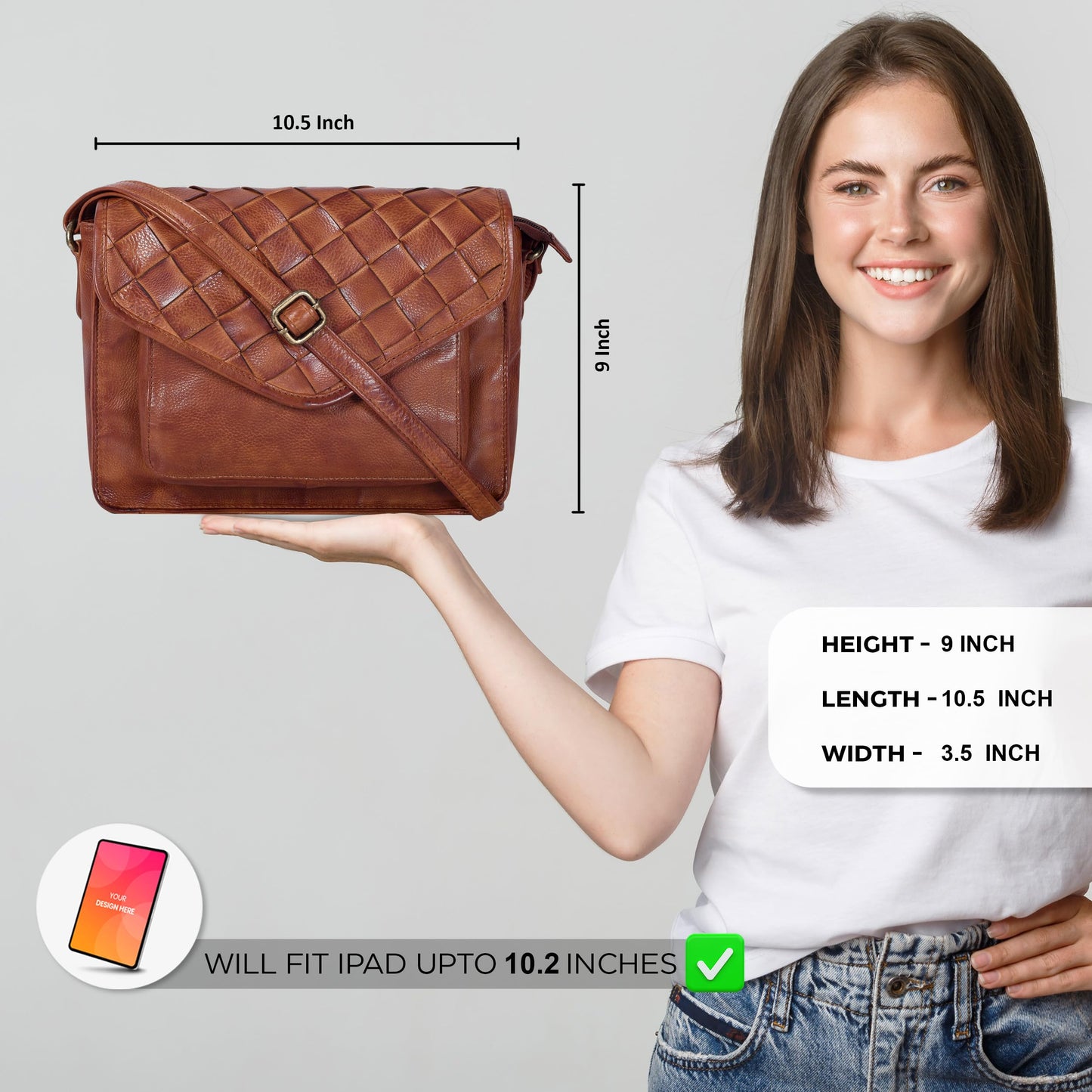 Leather Flapover Crossbody Handbag Purse for Women with Adjustable Strap & Overflap Snap Closure Tote/Bag
