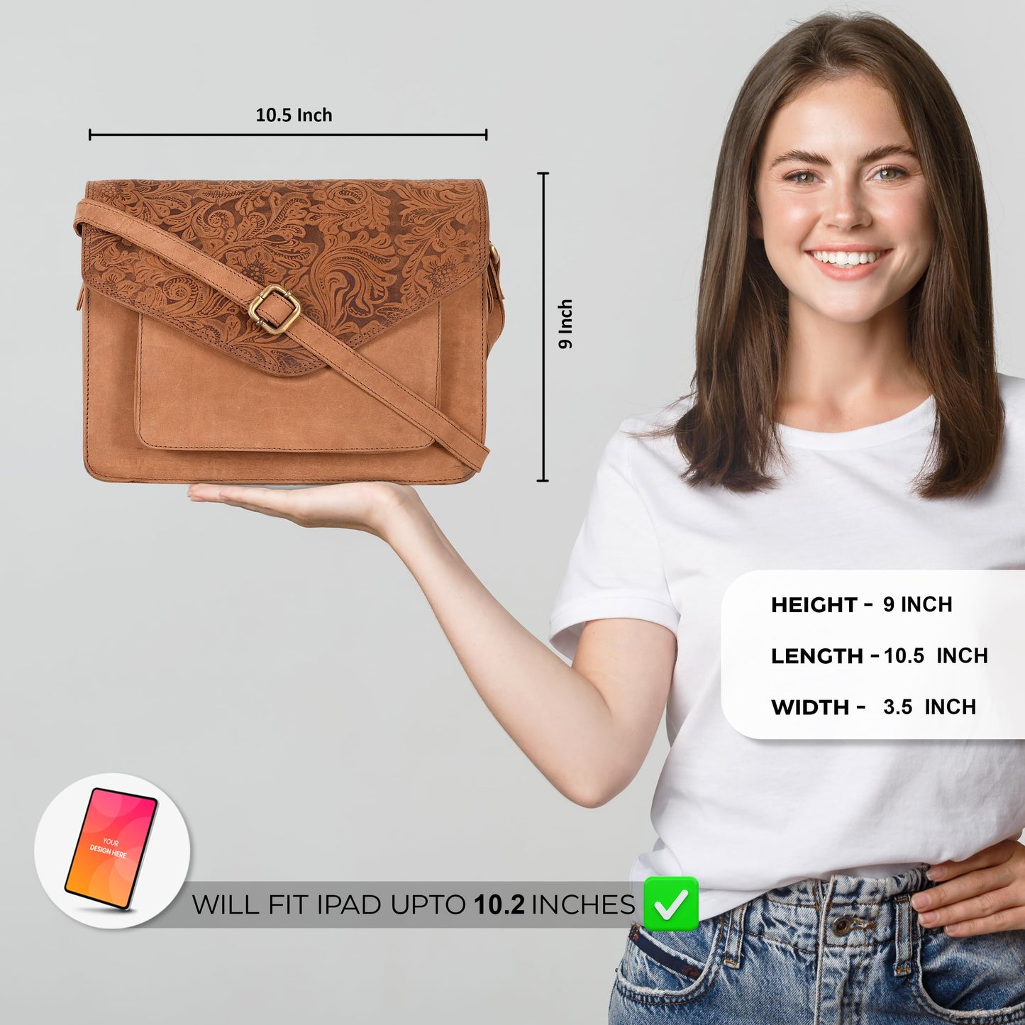 Leather Flapover Crossbody Handbag Purse for Women with Adjustable Strap & Overflap Snap Closure Tote/Bag