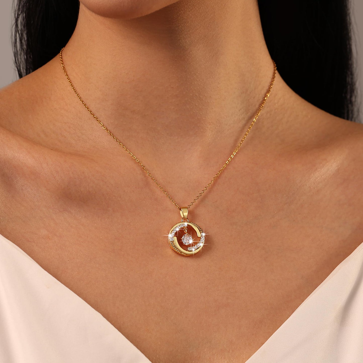 Dainty Gold Necklace for Women, 18K Real Gold Plated Necklace, White Gold Cross Silver Necklace, Cubic Zirconia Necklace, Birthday Gifts for Women Jewelry