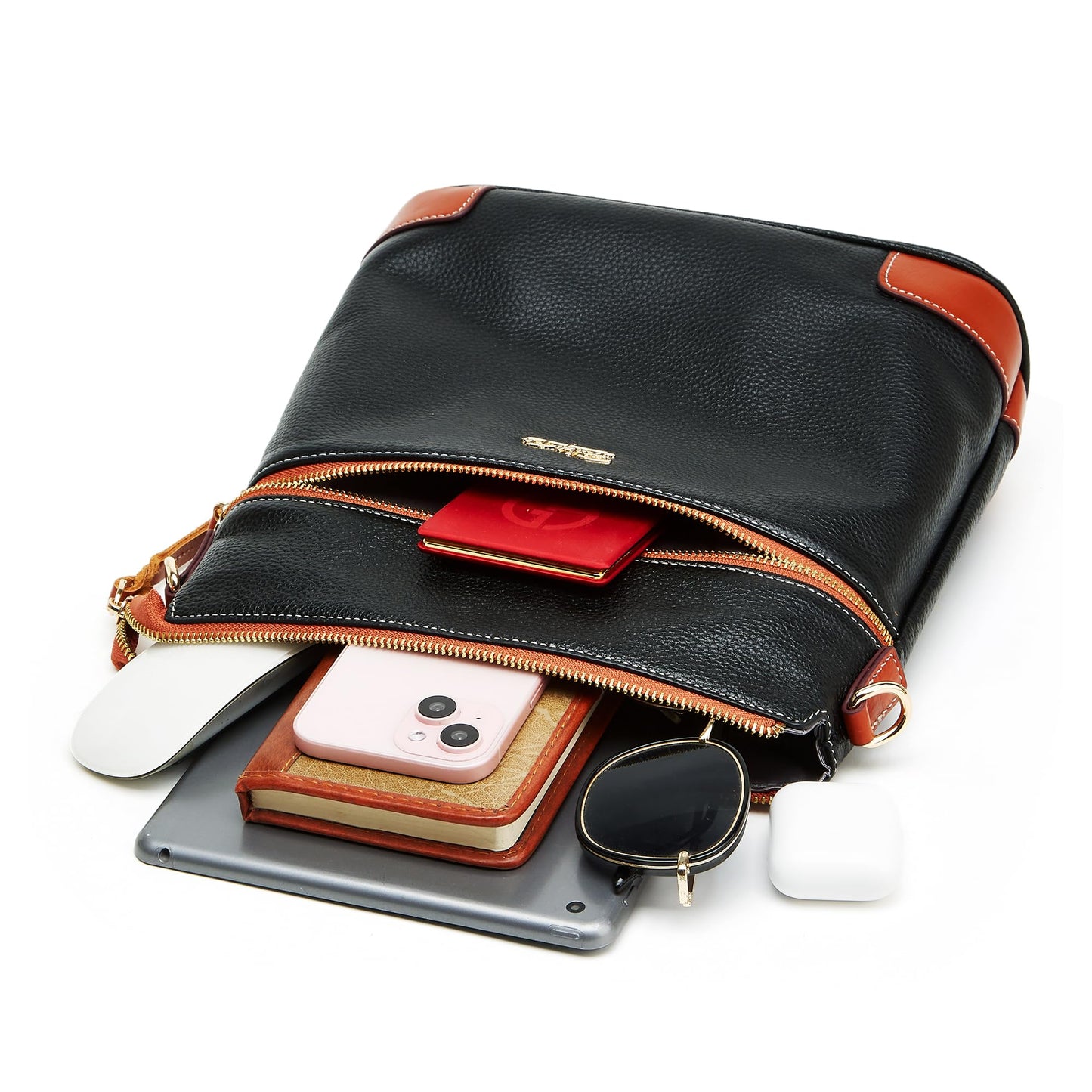 BOYATU Leather Crossbody Bag for Women: Designer Shoulder Purse for Travel - Trendy Genuine Leather Handbag for Everyday
