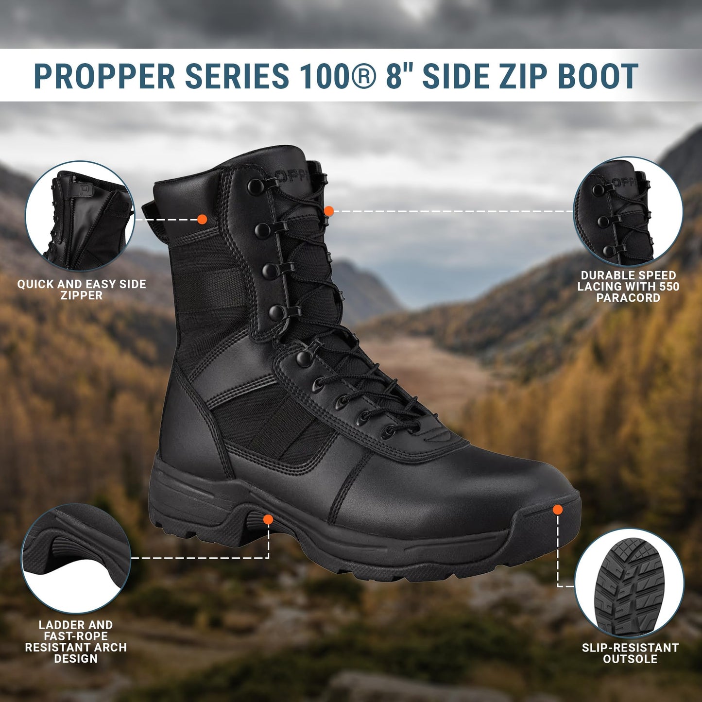 Propper Men's Series 100 8" Side Zip Boot, Black, 11.5 W USPropper Men's Series 100 8" Side Zip Boot, Black, 11.5 W US