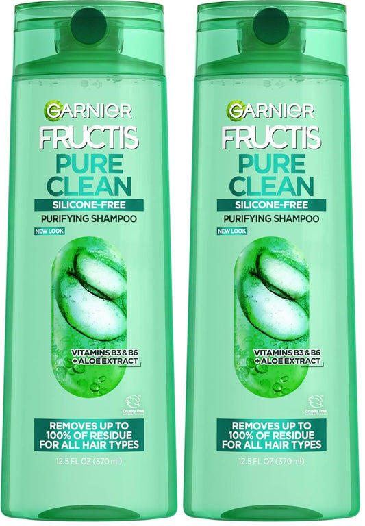 Garnier Fructis Pure Clean Purifying Shampoo, Silicone-Free, 12.5 Fl Oz, 1 Count (Packaging May Vary)
