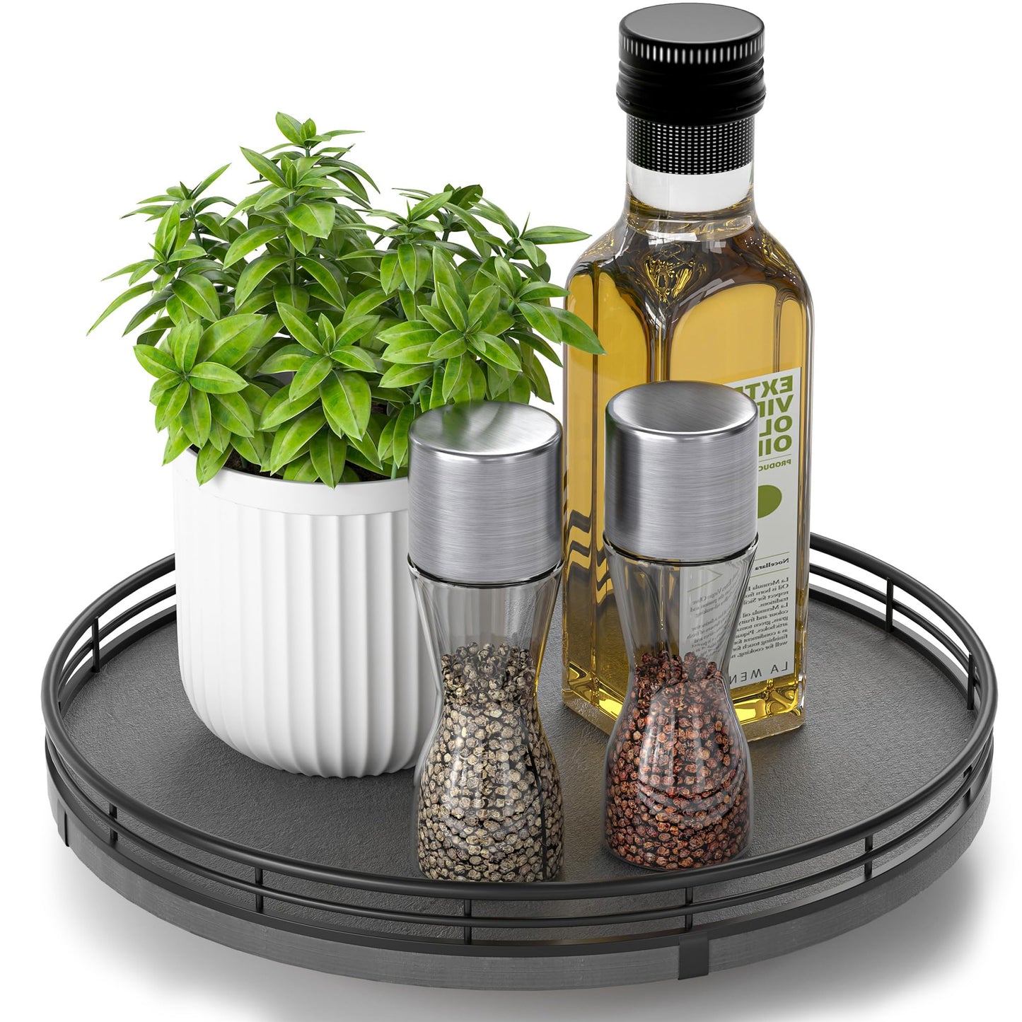 AMH Lazy Susan Wooden Organizer for Table Top