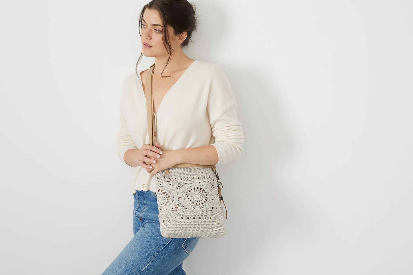 The Sak Lucia Crossbody Bag in Crochet, Convertible Purse with Adjustable Shoulder Strap
