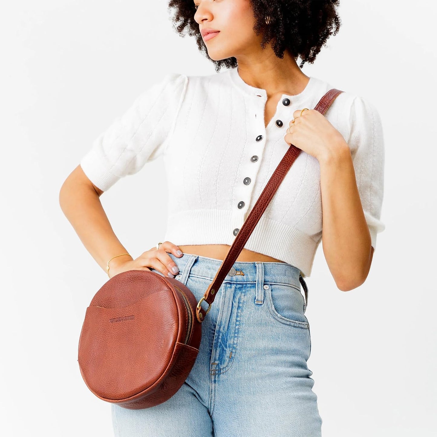 Portland Leather Goods Circle Crossbody Bag for Women – Handmade from the Finest Full-Grain Hides