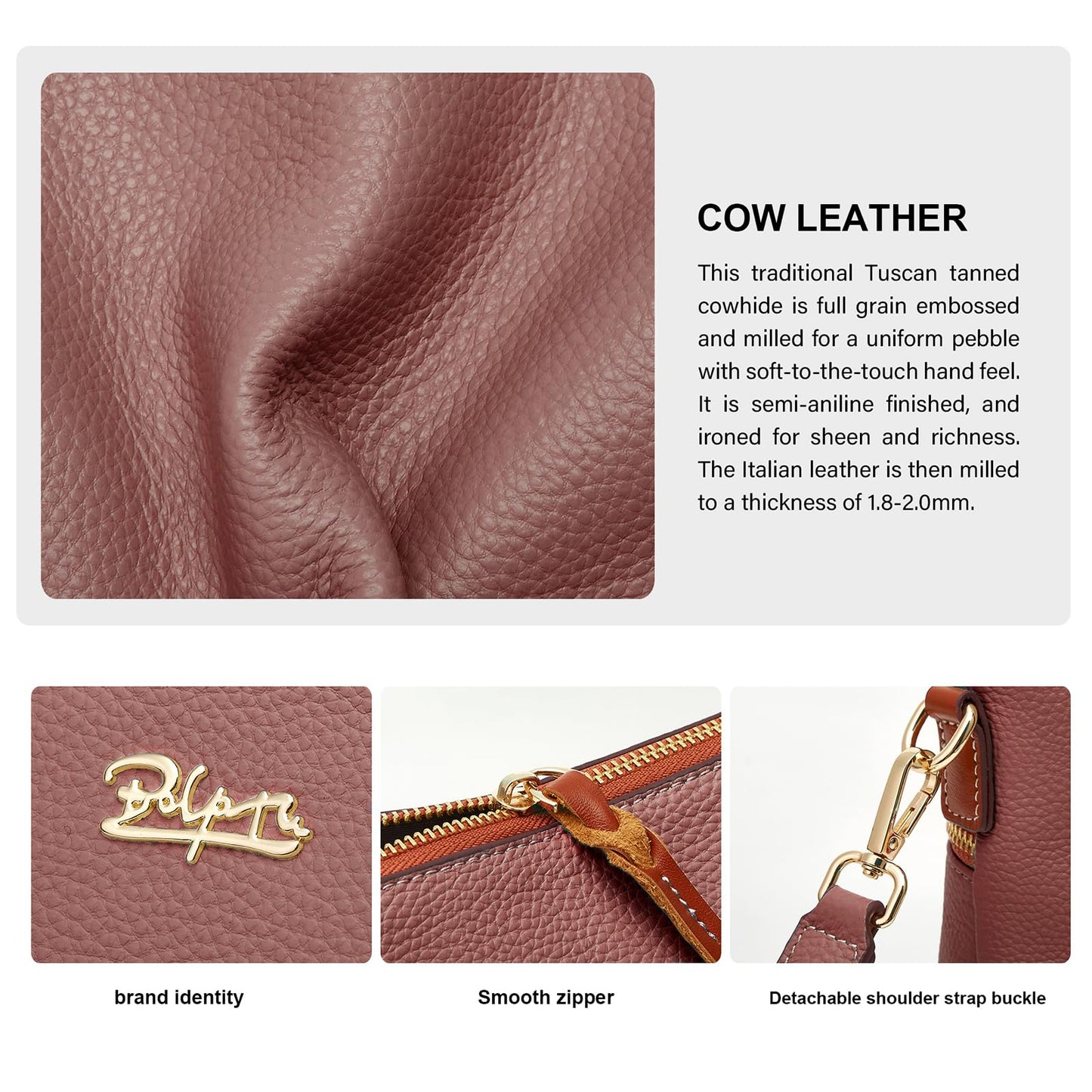 BOYATU Leather Crossbody Bag for Women: Designer Shoulder Purse for Travel - Trendy Genuine Leather Handbag for Everyday