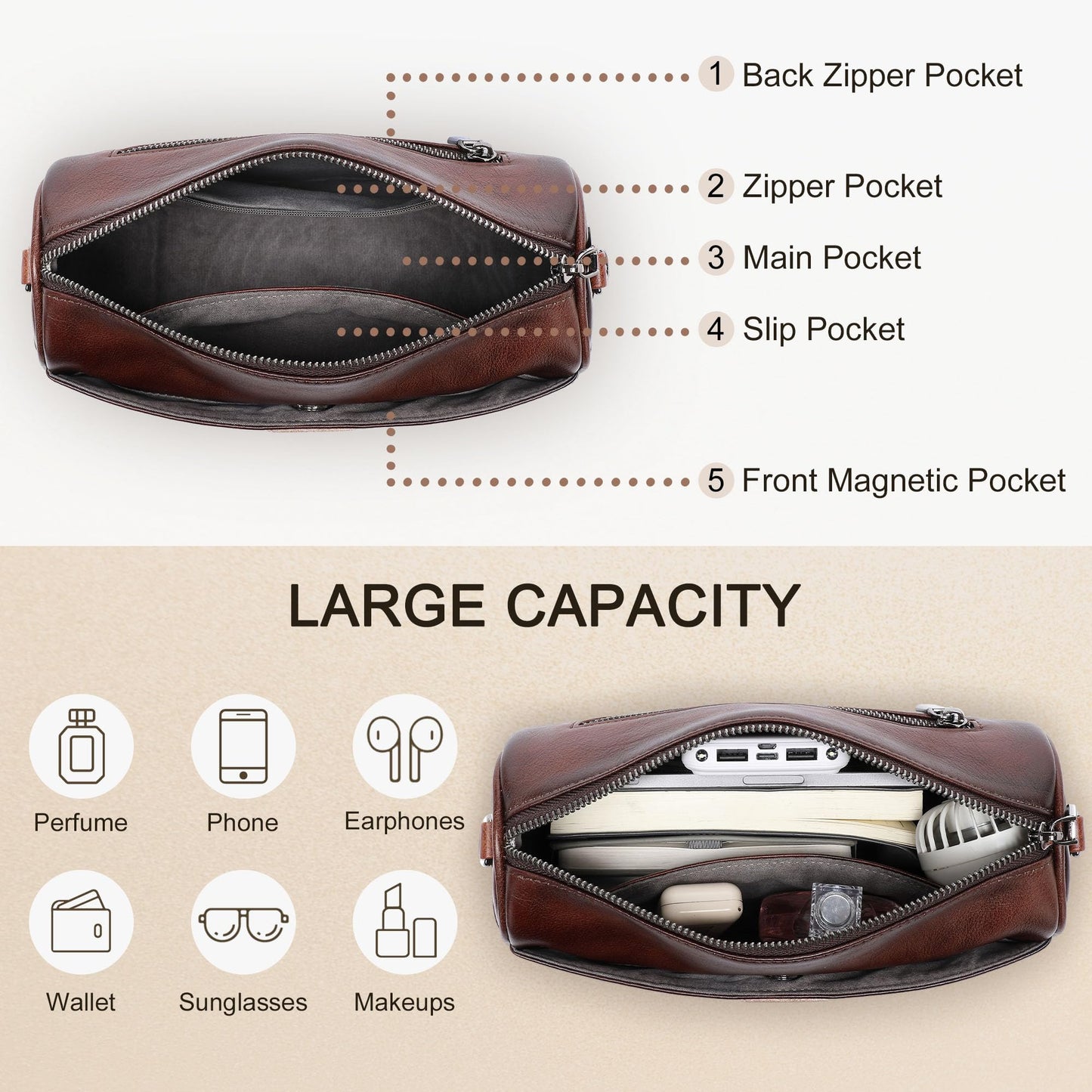 Genuine Leather Crossbody Purses Bag,Travel Casual Handbag,Small Shoulder Cross body Purse Trendy Gifts for Women