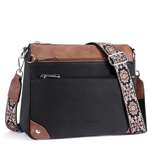 Crossbody Bags for Women Rfid Travel Crossbody Purses Leather Handbags Medium Shoulder bag with Adjustable Strap