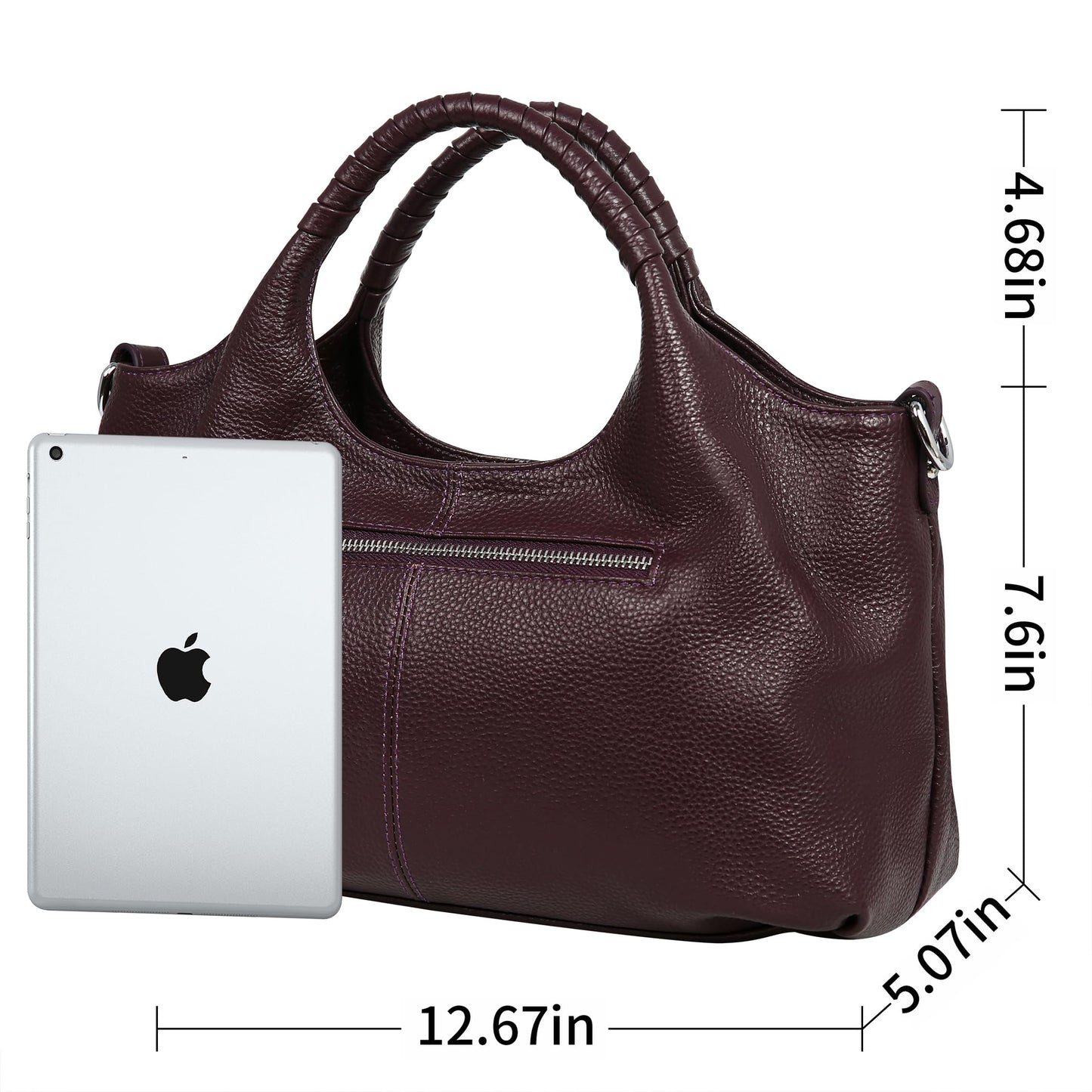 Iswee Leather Satchel Women Purse and Handbag Crossbody Shoulder Bag Hobo | Genuine Cowhide Leather Tote Top Handle Bag Soft & Durable Medium Size Bags with Detachable Multiple Pocketbooks Trendy