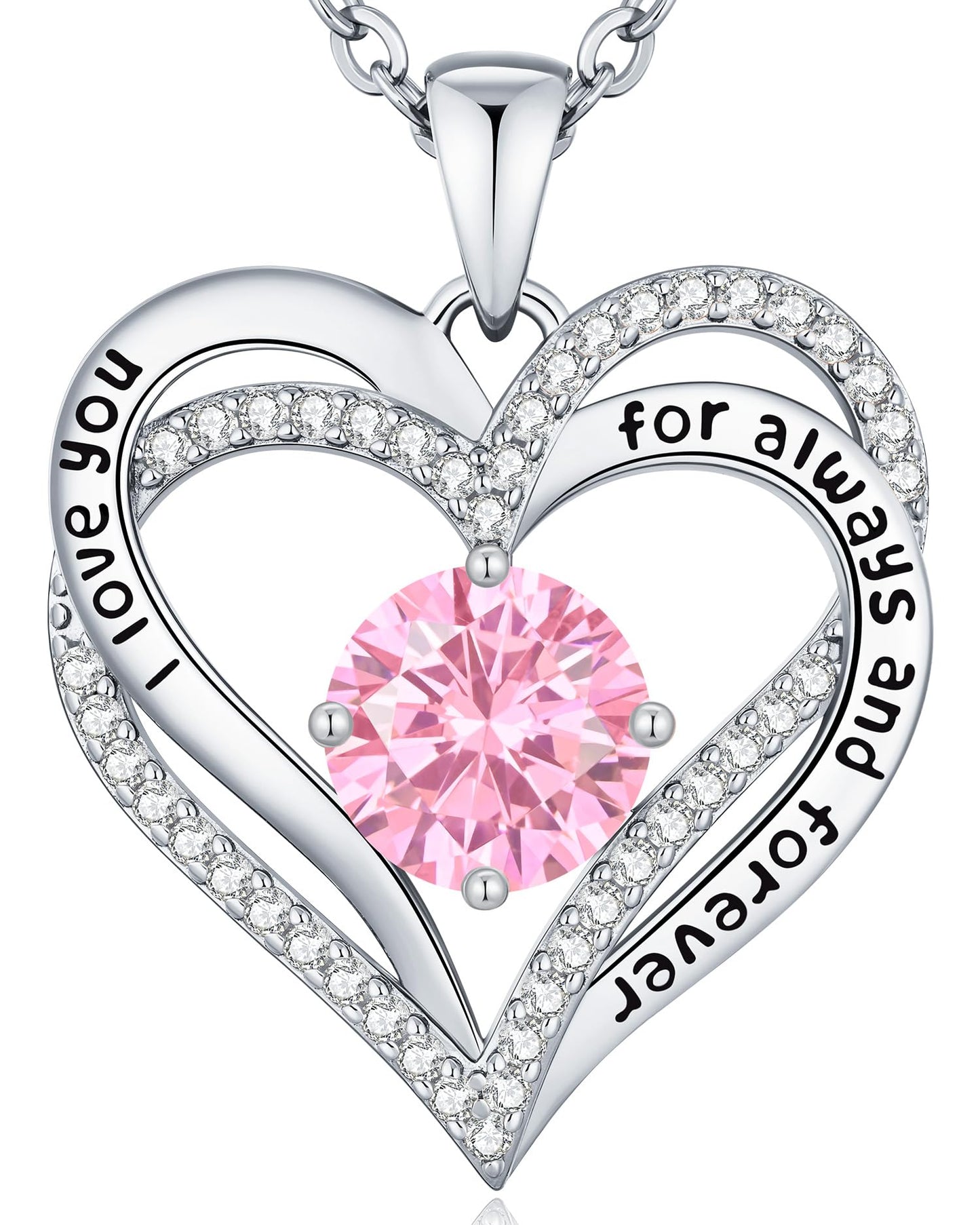 CDE Forever Love Heart Necklaces for Women, Wedding Anniversary, Valentine's，Birthday Mothers Christmas Day Gifts for Mom, Mother, Wife, S925 Silver Jewelry with Birthstone Pendant
