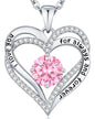 CDE Forever Love Heart Necklaces for Women, Wedding Anniversary, Valentine's，Birthday Mothers Christmas Day Gifts for Mom, Mother, Wife, S925 Silver Jewelry with Birthstone Pendant