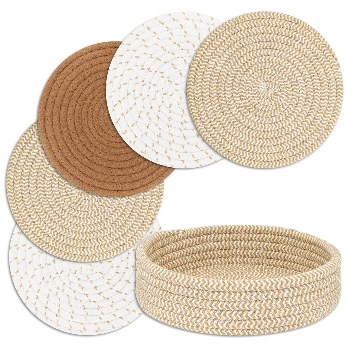 Heat-Resistant Trivet Set for Hot Pots & Pans with Storage Basket