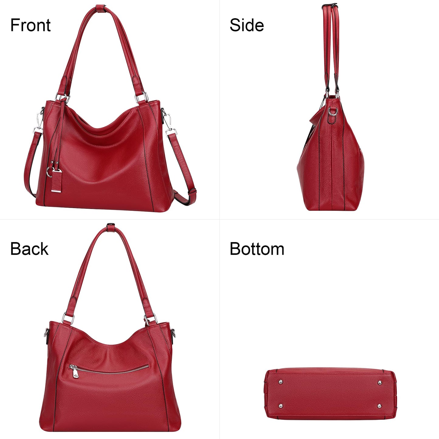 Over Earth Genuine Leather Purses for Women Large Hobo Bags Lady Shoulder Handbags with Detachable Strap