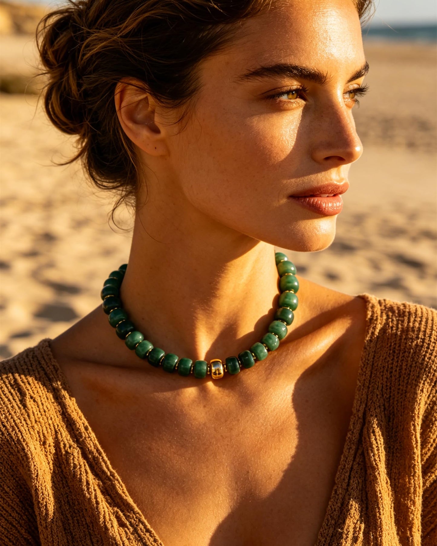 Chunky Beaded Statement Necklace for Women Trendy Colorful Boho Resin Bead Choker Necklaces Summer Handmade Jewelry Gifts Accessories