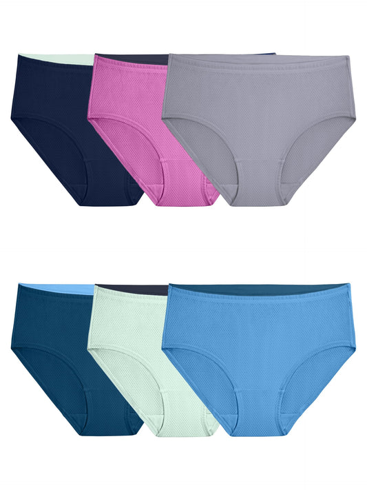 Fruit of the Loom Women's Breathable Underwear (Regular & Plus Size), Hi Cut-Micro Mesh-6 Pack Assorted Colors, 6