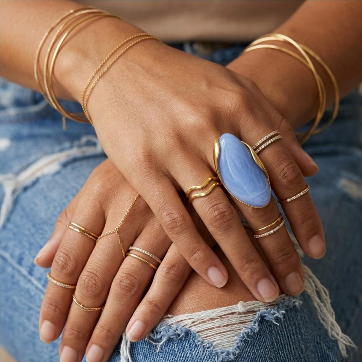 Mchic Colorful Chunky Statement Ring for Women: Boho Large Oval Acrylic Finger Ring Stainless Steel Adjustable Beach Summer Y2K Handmade Jewelry Gift for Women