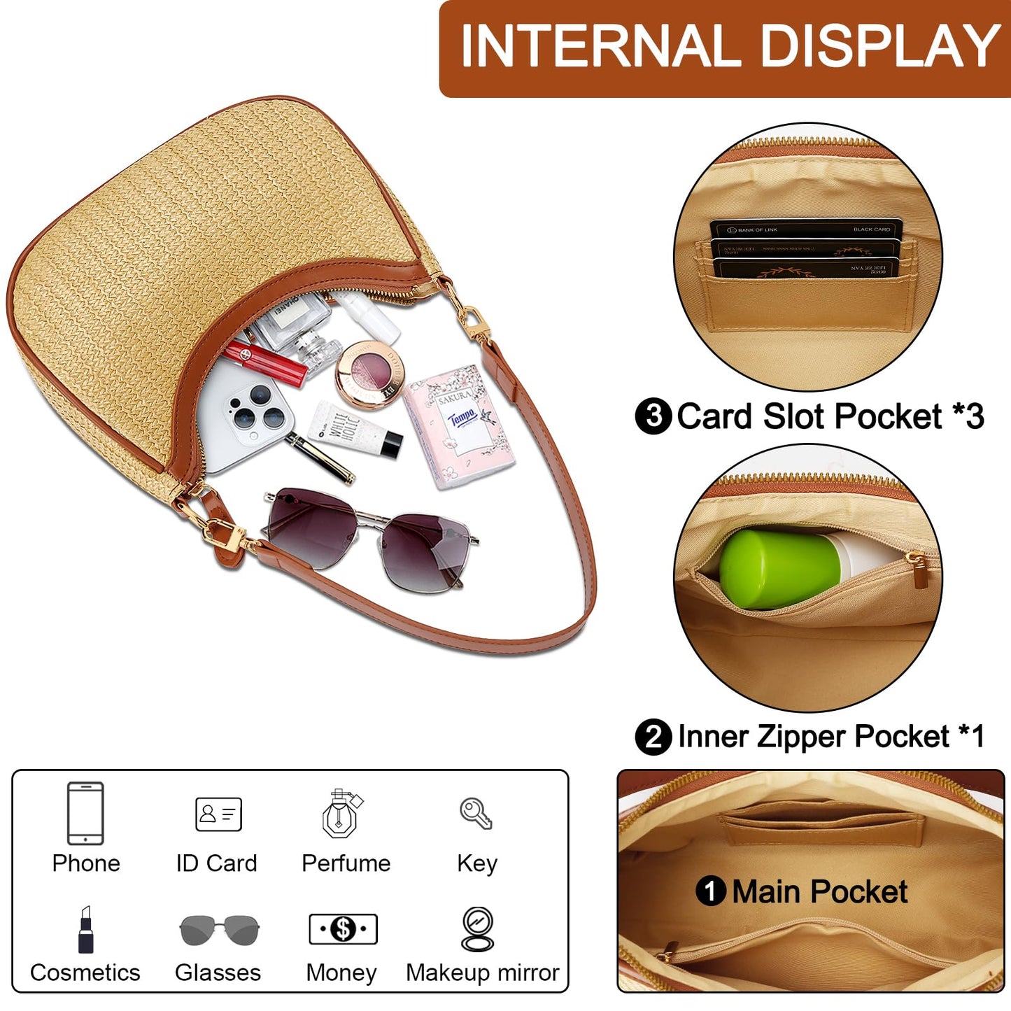 KKXIU Shoulder Bag for Women Cute Hobo Purses and Handbags Retro Clutch Underarm Purse | Cute