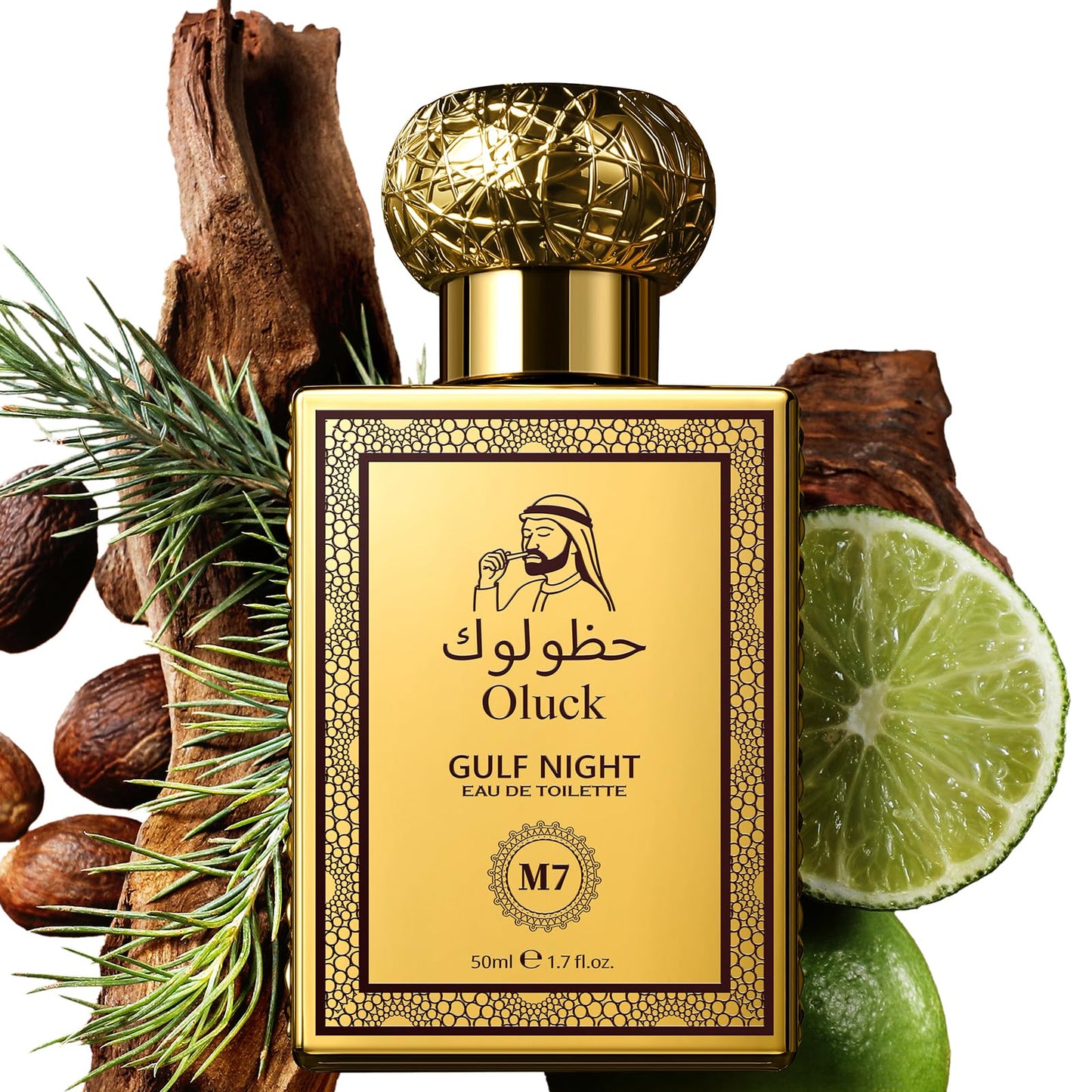 Oluck Gulf Night Perfume M7 Cologne for Women & Men, Lemon Pineapple Nutmeg Cedarwood Vanilla Notes, Middle Eastern Fragrance