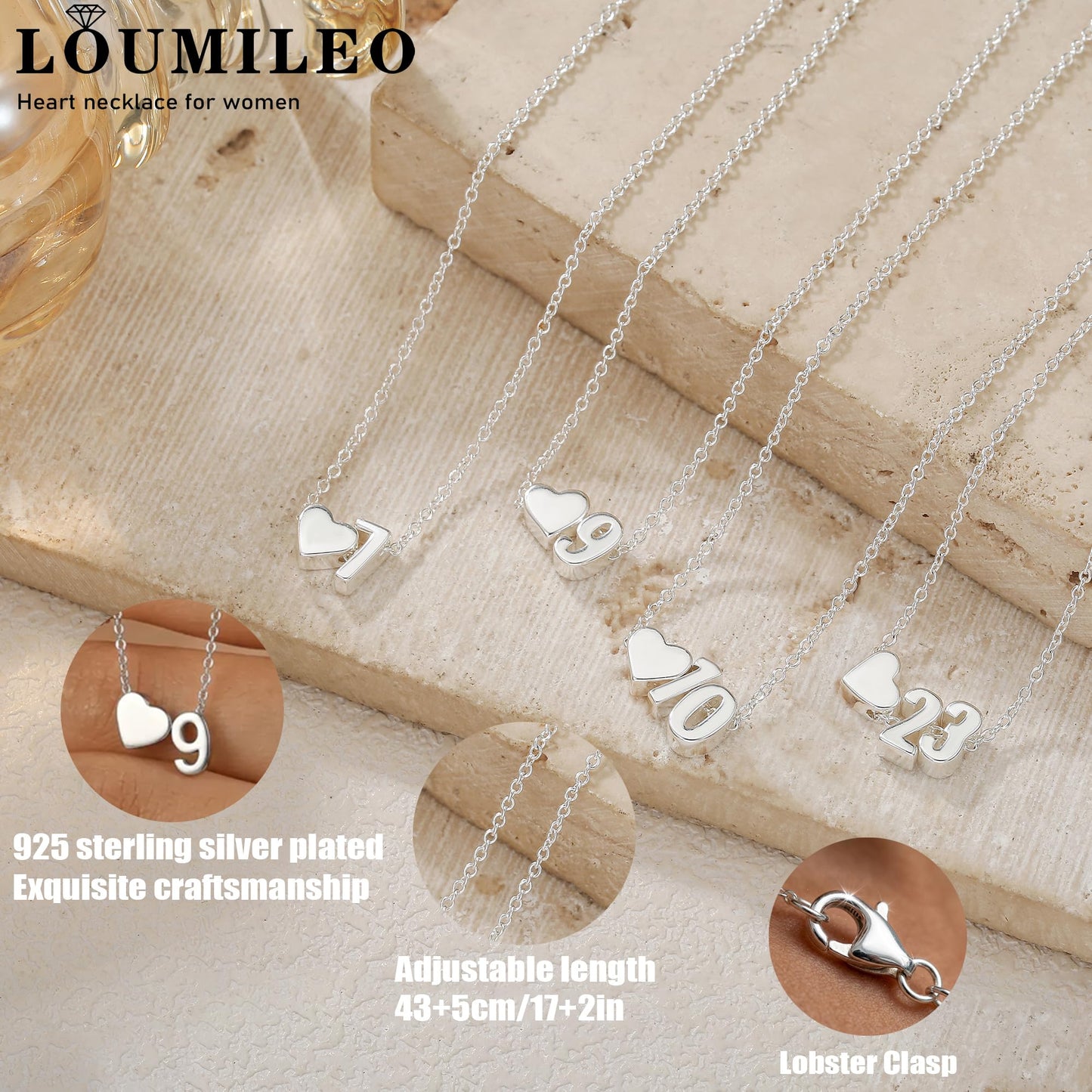 Softball/Soccer/Volleyball/Basketball/Tennis Necklace for Women S925 Sterling Silver/14k Gold Plated Heart Number Pendant Necklaces for Women Jewelry Gift for Sister Friends Daughter Mom