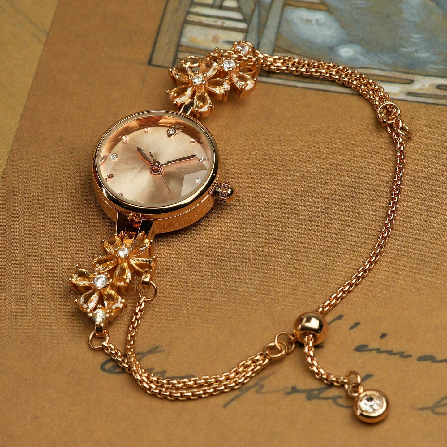 TIME100 Women's Bracelet Watches Ladies Quartz Wrist Watch with Green Dial Bezel with Crystals in Movement Bracelet Strap with Diamonds Waterproof
