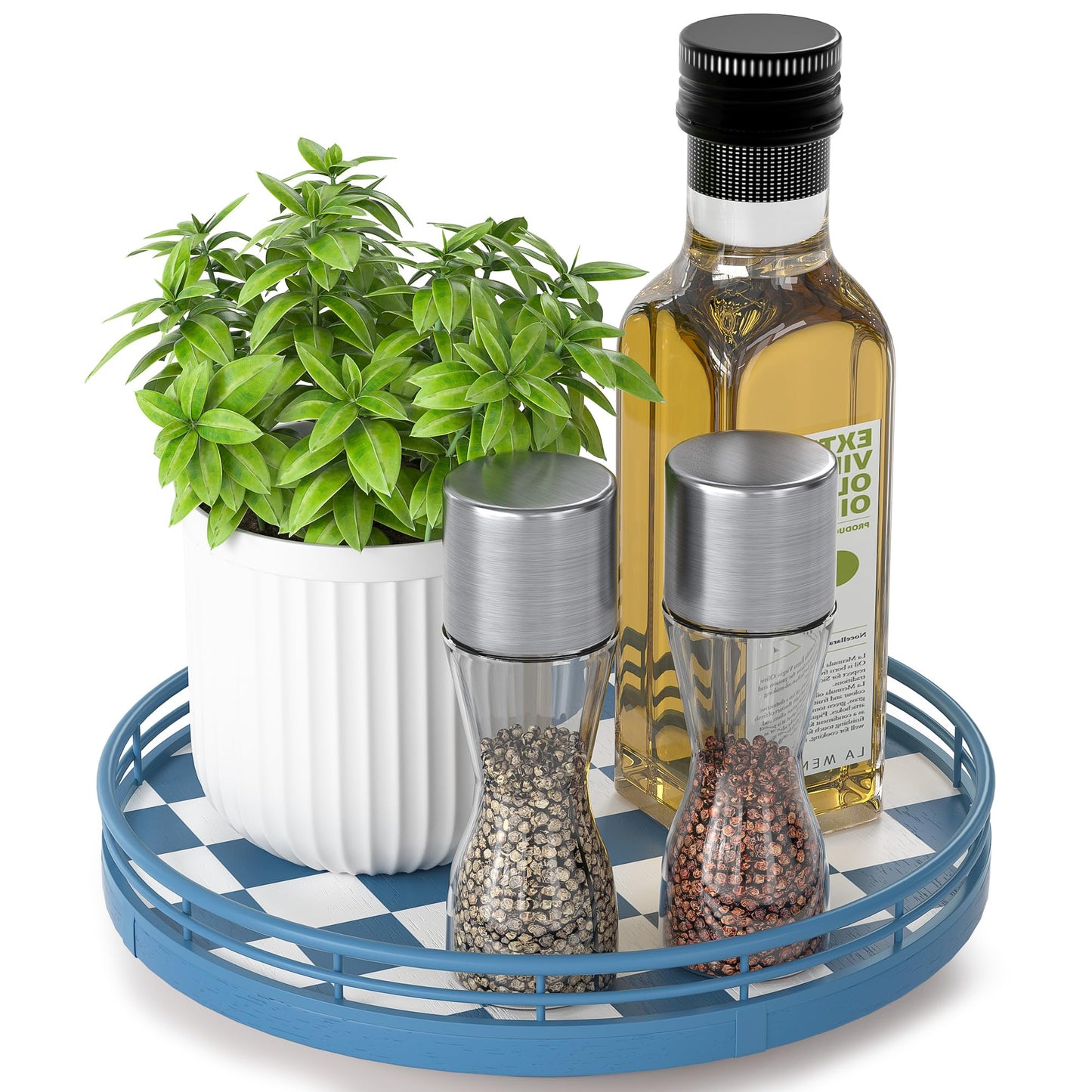 AMH Lazy Susan Wooden Organizer for Table Top