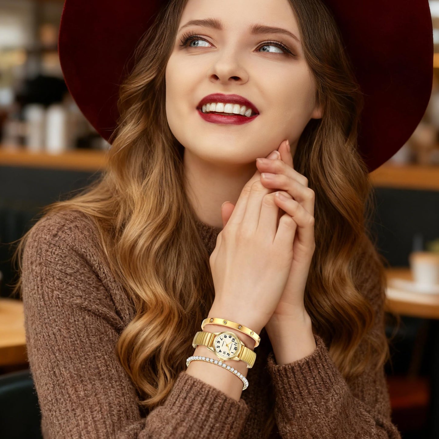 Elegant Gold Watches for Women Small Analog Watch, Waterproof Ladies Watches with Stainless Steel Expansion Band and Luminous Dial - Fashionable Christmas & Birthday Gifts for Women