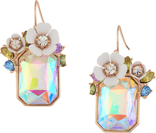 Flower Cluster Stone Drop Earrings