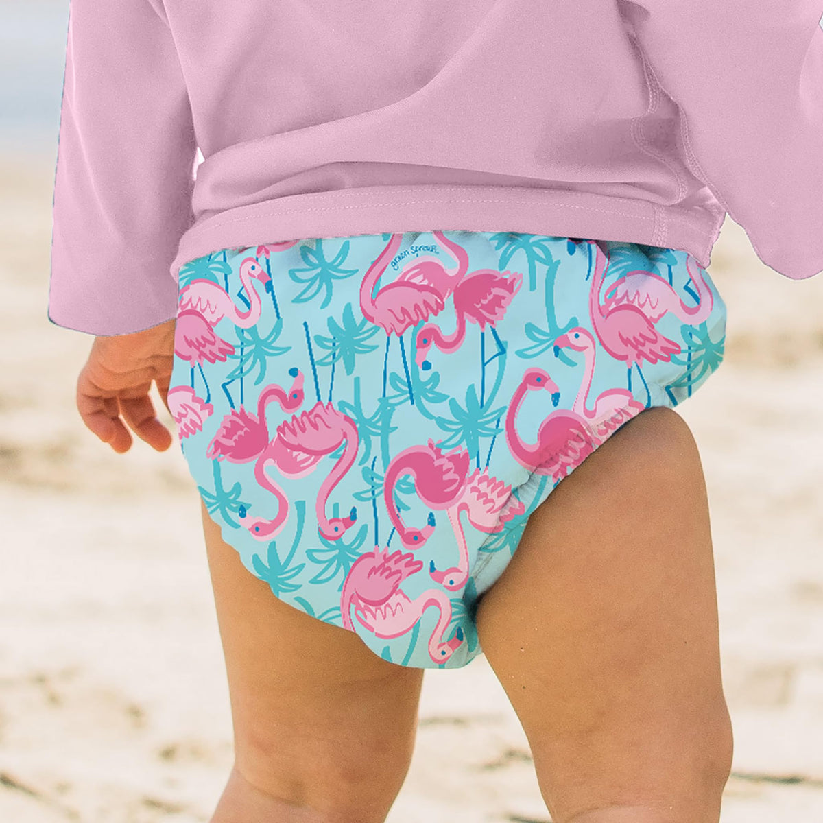 Green Sprouts Unisex Baby Pull-up Reusable Absorbent Swim Diaper, White, 18 Month