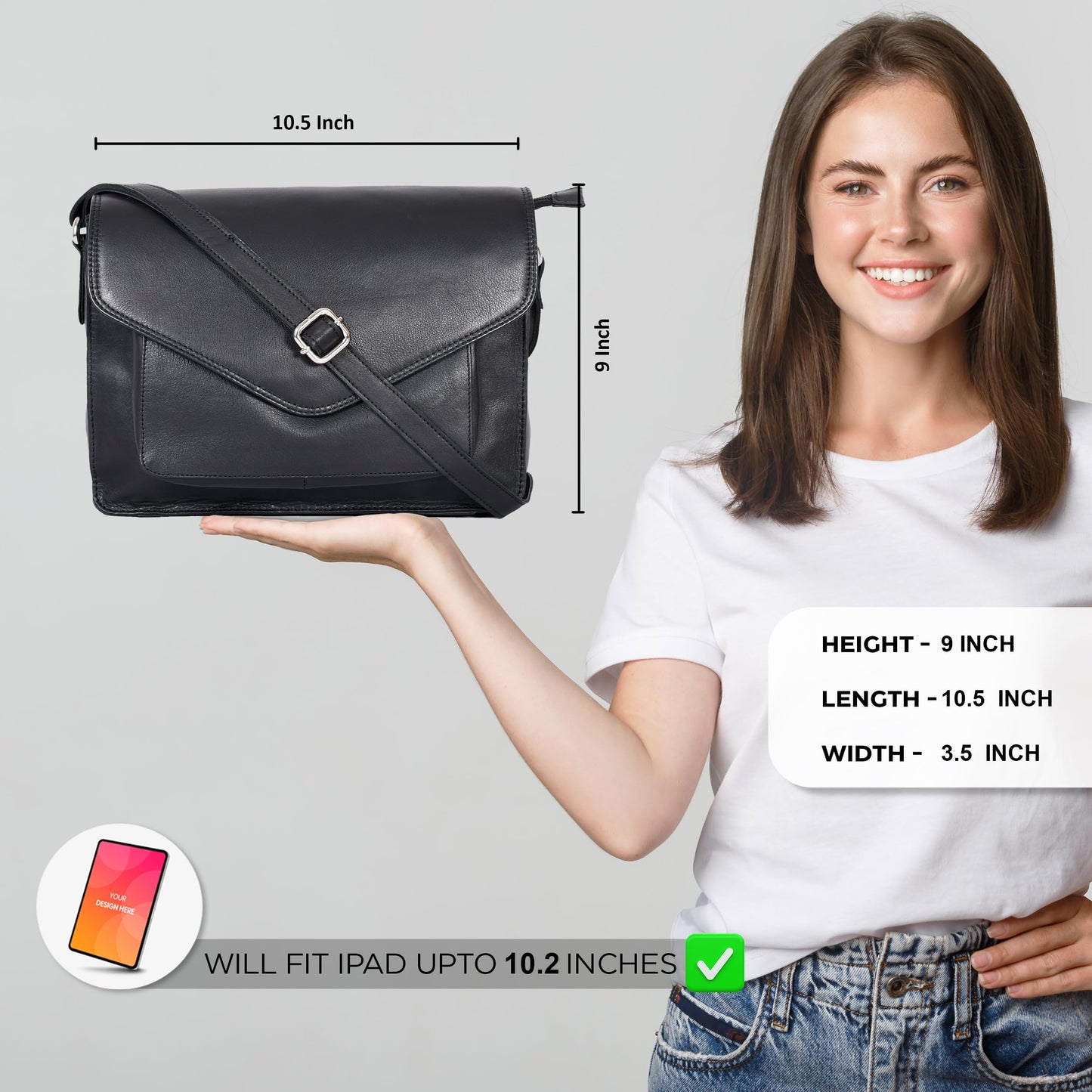 Leather Flapover Crossbody Handbag Purse for Women with Adjustable Strap & Overflap Snap Closure Tote/Bag