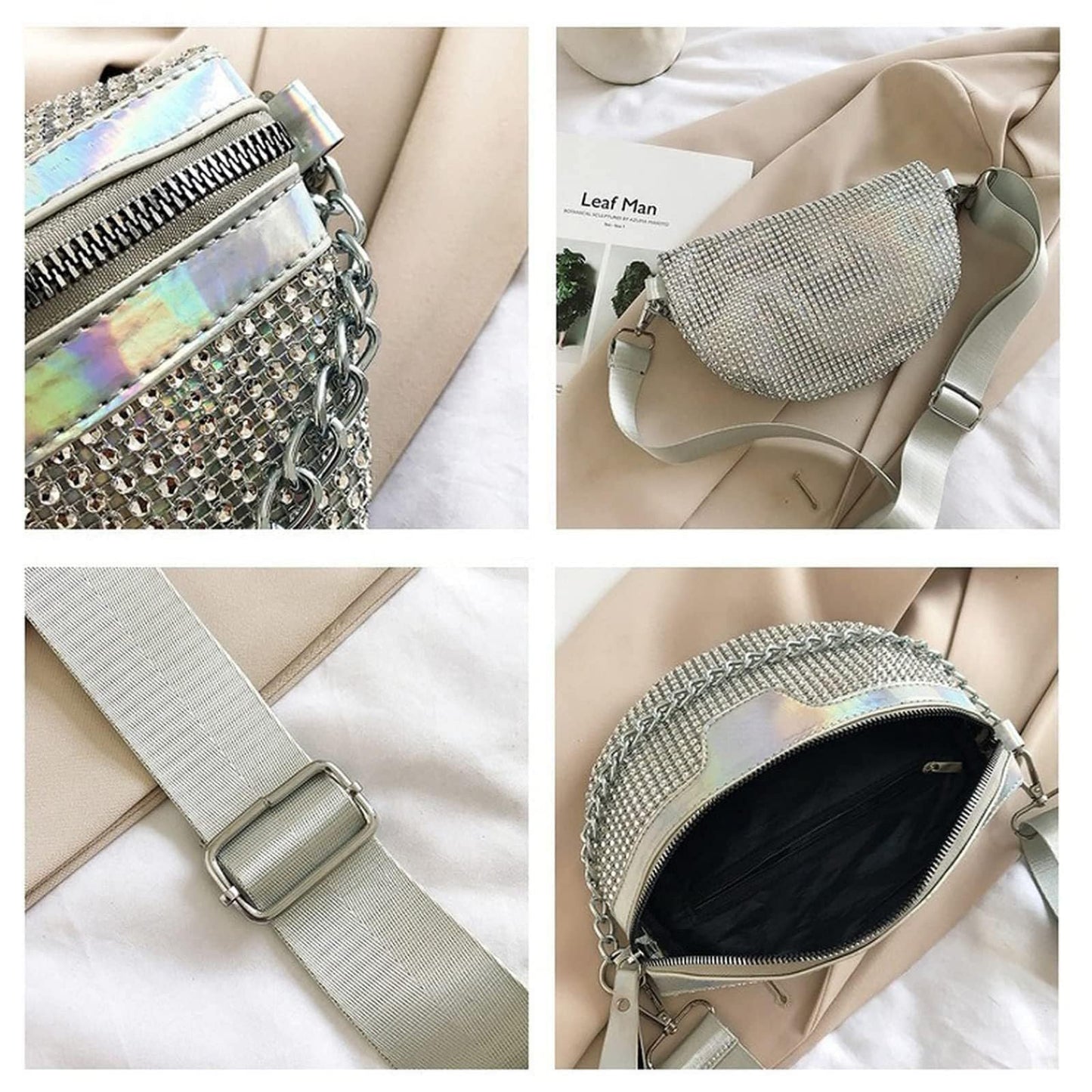 Thick Chain Women's Fanny Pack Plaid leather Waist Bag Shoulder Crossbody Chest Bags Luxury Designer Handbags Female Belt Bag