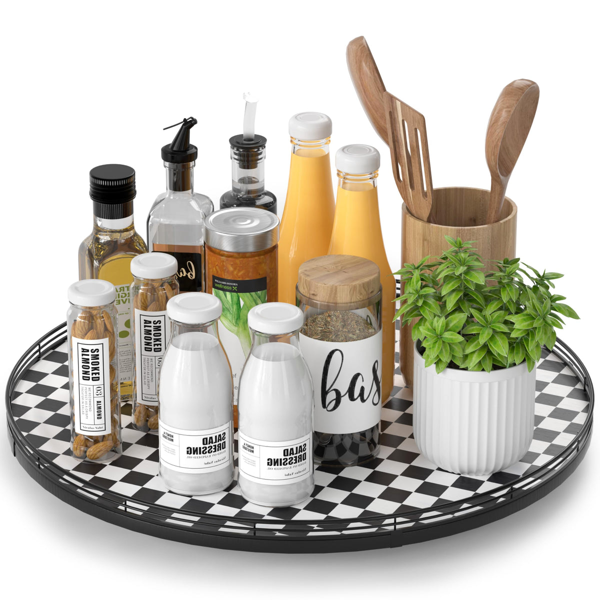 AMH Lazy Susan Wooden Organizer for Table Top