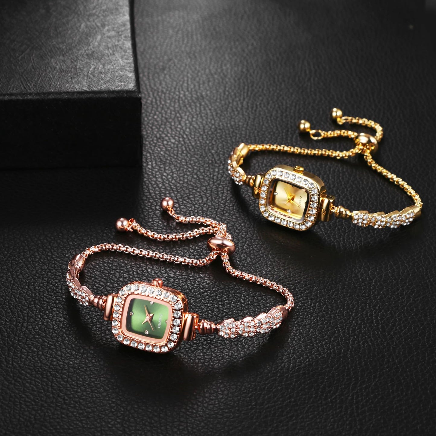 OIDEA Womens Full Diamond Bracelet Watch: Luxury Rhinestone Diamond Square Dial Analog Quartz Wrist Watch Detachable Strap Casual Dress Ladies Watch Valentine's Day Gift