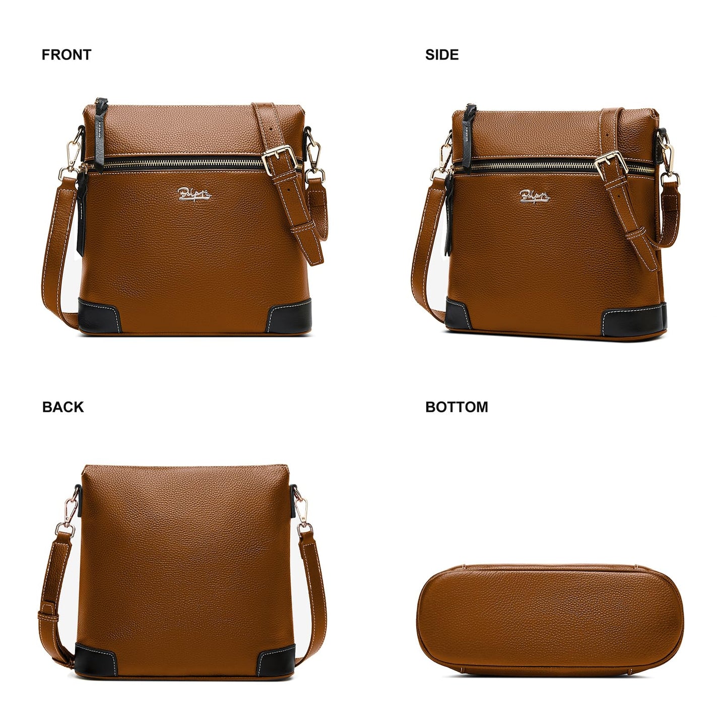 BOYATU Leather Crossbody Bag for Women: Designer Shoulder Purse for Travel - Trendy Genuine Leather Handbag for Everyday