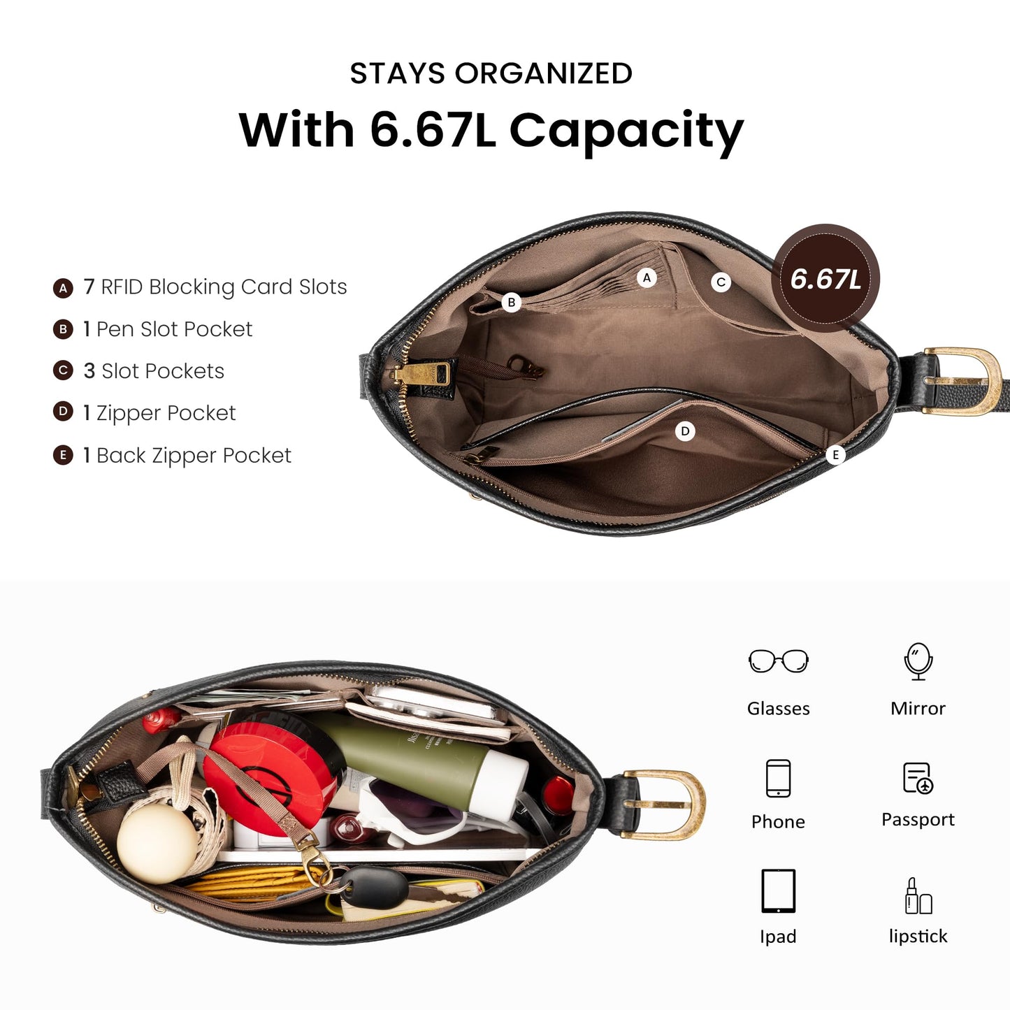 befen Genuine Leather Purses for Women, RFID Medium Leather Crossbody Bags Shoulder Purse Handbags