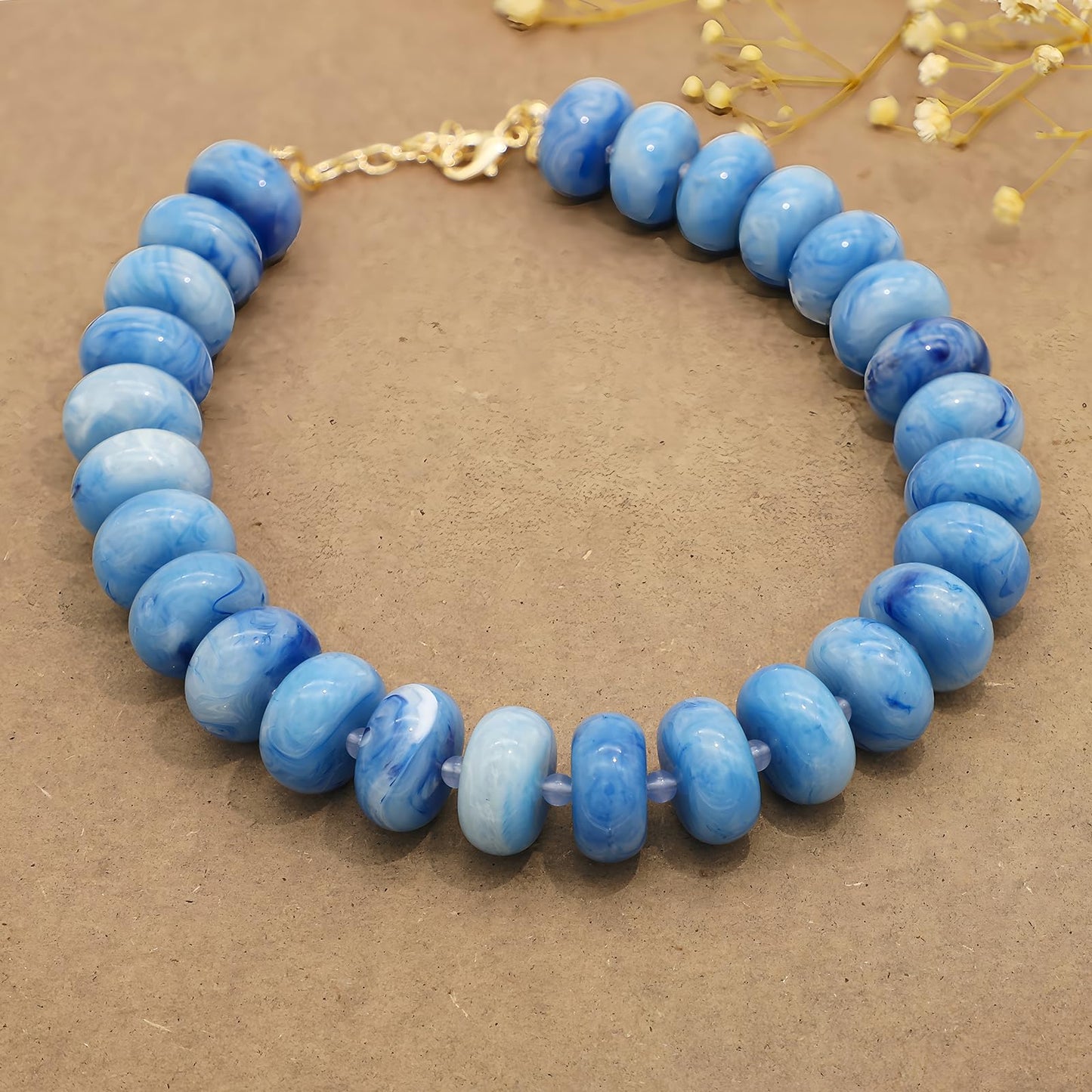 We We Chunky Colorful Beaded Necklace for Women Large Boho Statement Bead Chokers Necklaces Turquoise Blue Big Beads Jewelry Neck Summer Beach