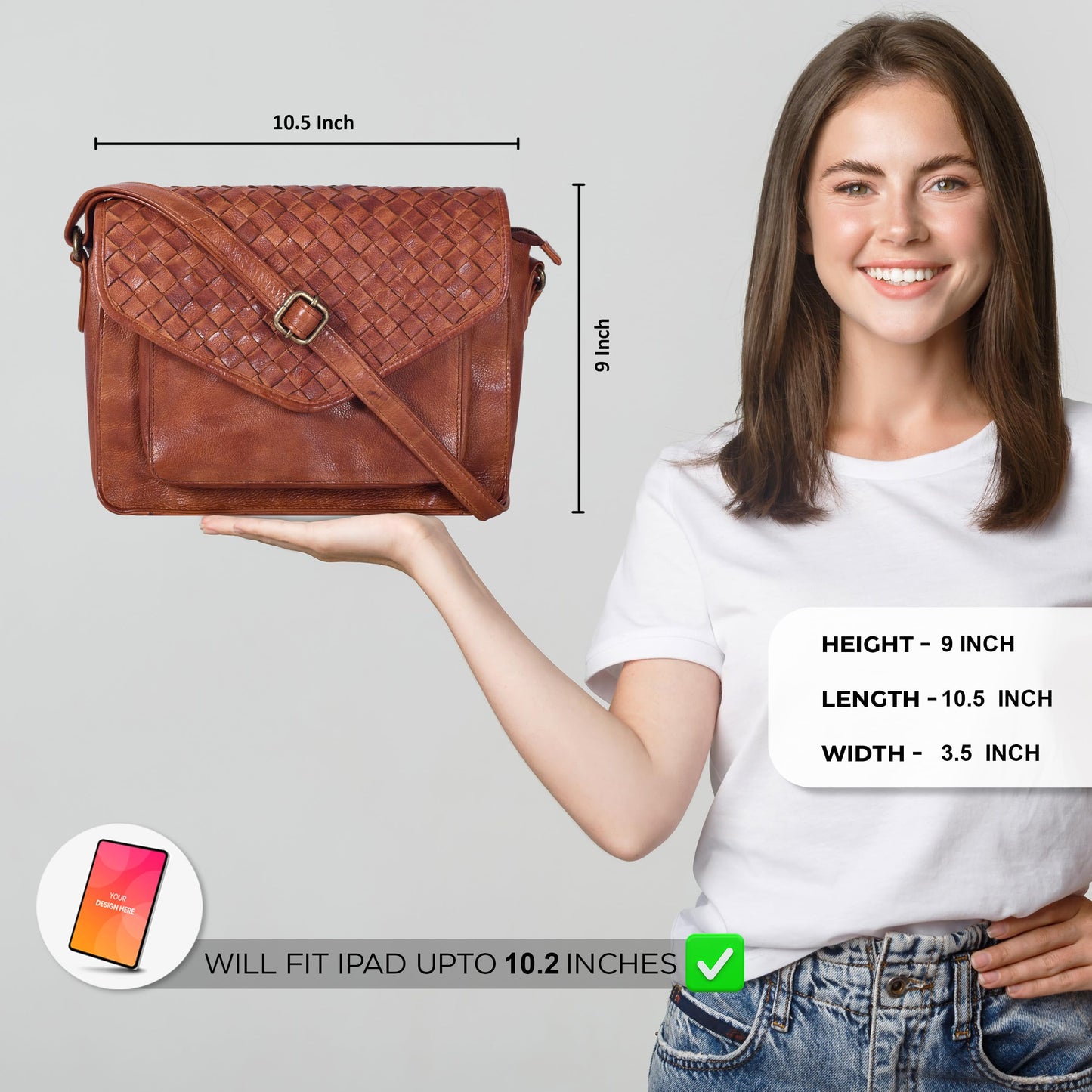 Leather Flapover Crossbody Handbag Purse for Women with Adjustable Strap & Overflap Snap Closure Tote/Bag