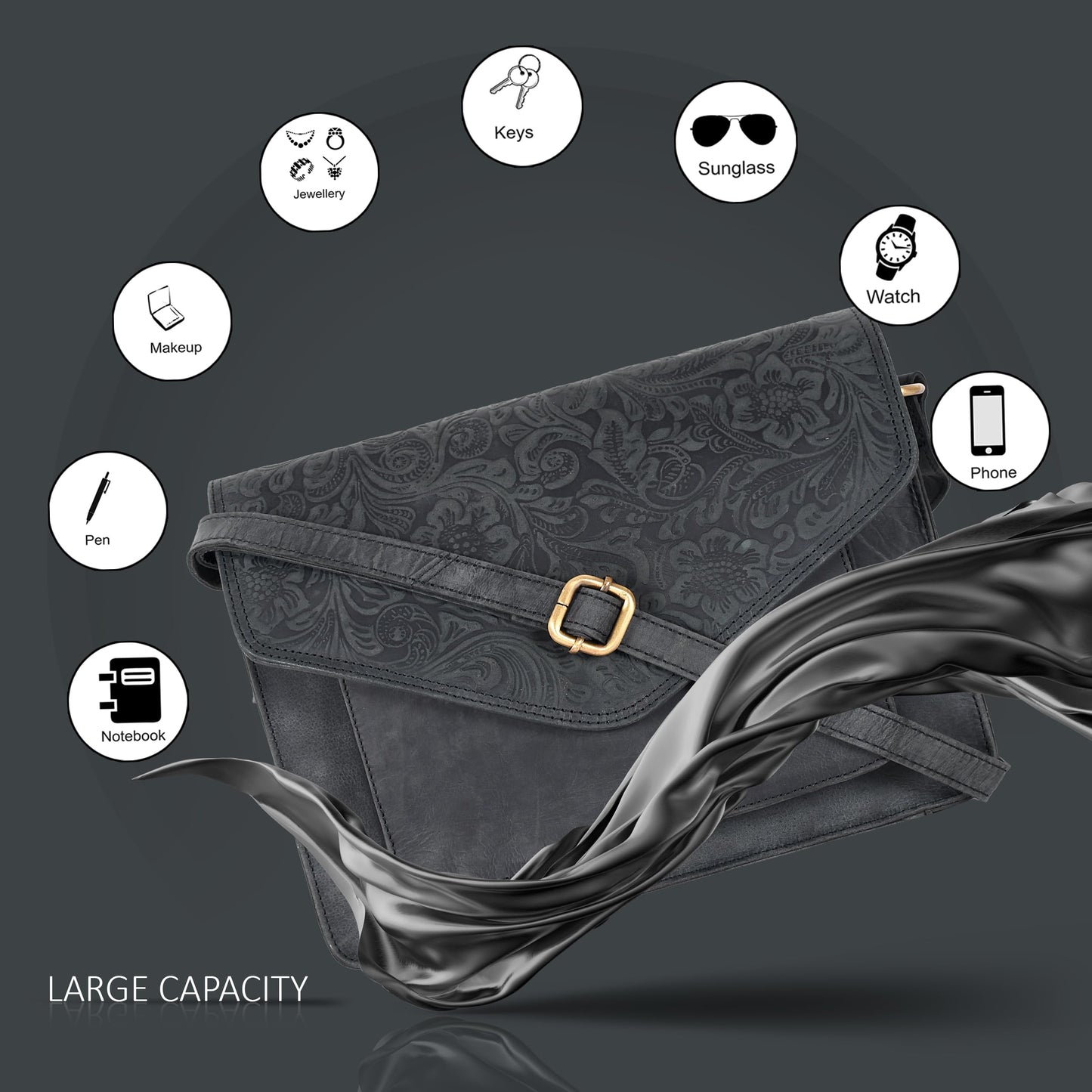 Leather Flapover Crossbody Handbag Purse for Women with Adjustable Strap & Overflap Snap Closure Tote/Bag