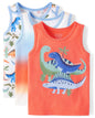 The Children's Place,Baby Boys,and Toddler Assorted Tank Top,Green Dinos 3-Pack,4 Years