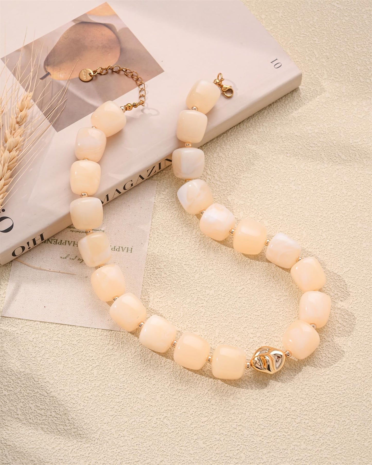 Chunky Beaded Statement Necklace for Women Trendy Colorful Boho Resin Bead Choker Necklaces Summer Handmade Jewelry Gifts Accessories