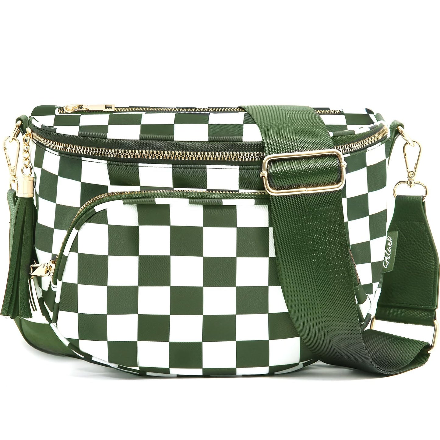 Checkered Crossbody Bag Anti Theft Spacious Bum Bags for Women Nylon Fanny Packs Lightweight Purse Wallet for Travel