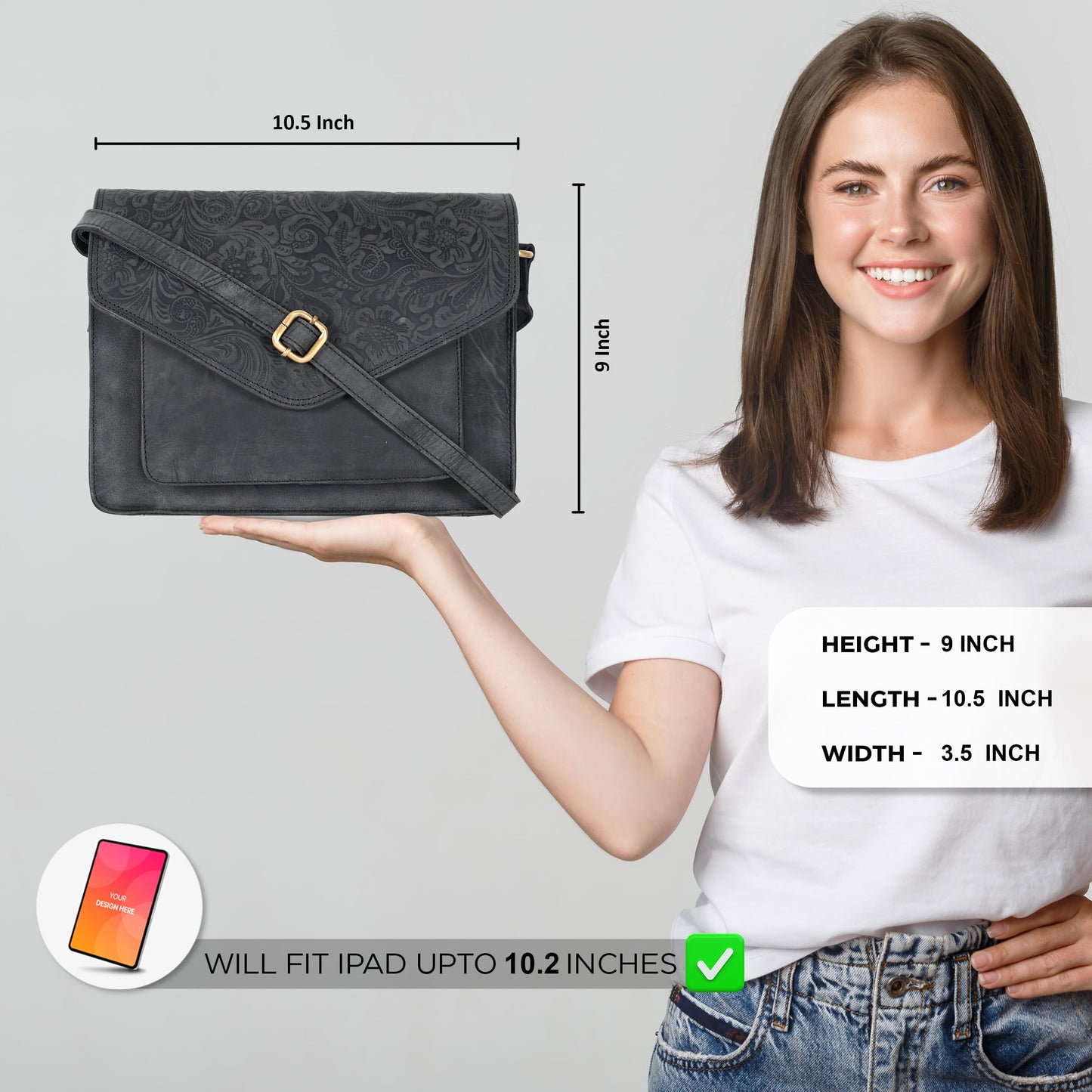 Leather Flapover Crossbody Handbag Purse for Women with Adjustable Strap & Overflap Snap Closure Tote/Bag
