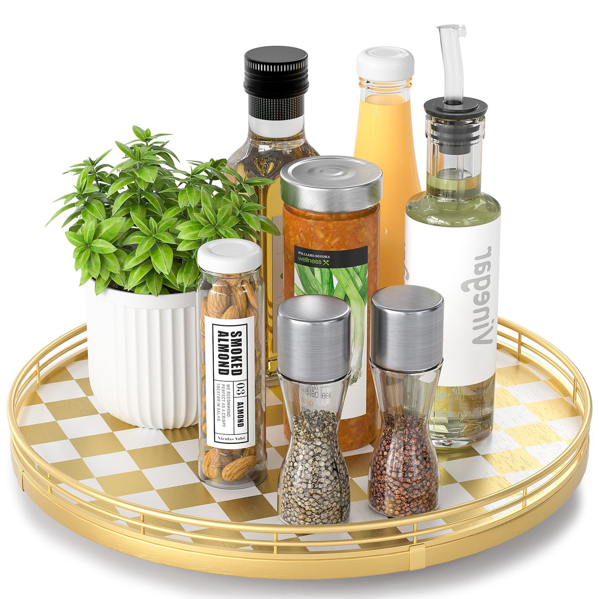 AMH Lazy Susan Wooden Organizer for Table Top