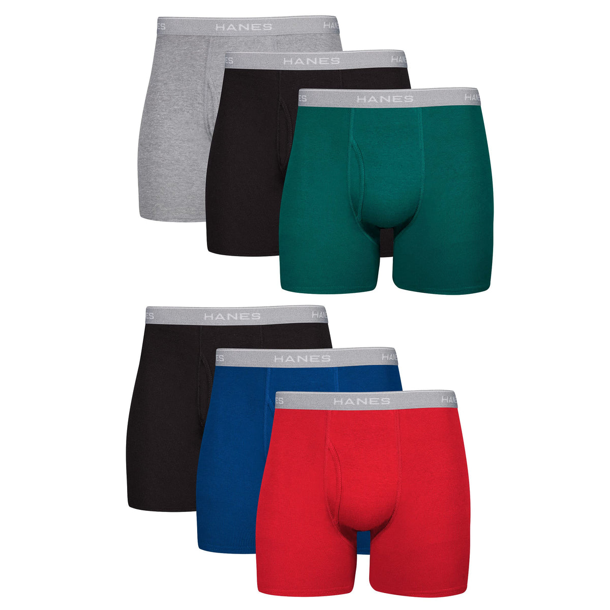 Hanes Men Hanes Boxer Briefs, Cool Dri Moisture-Wicking Underwear, Cotton No-Ride-up for Men, 6 Pack - Striped Assorted, Multi-Packs Available XXL
