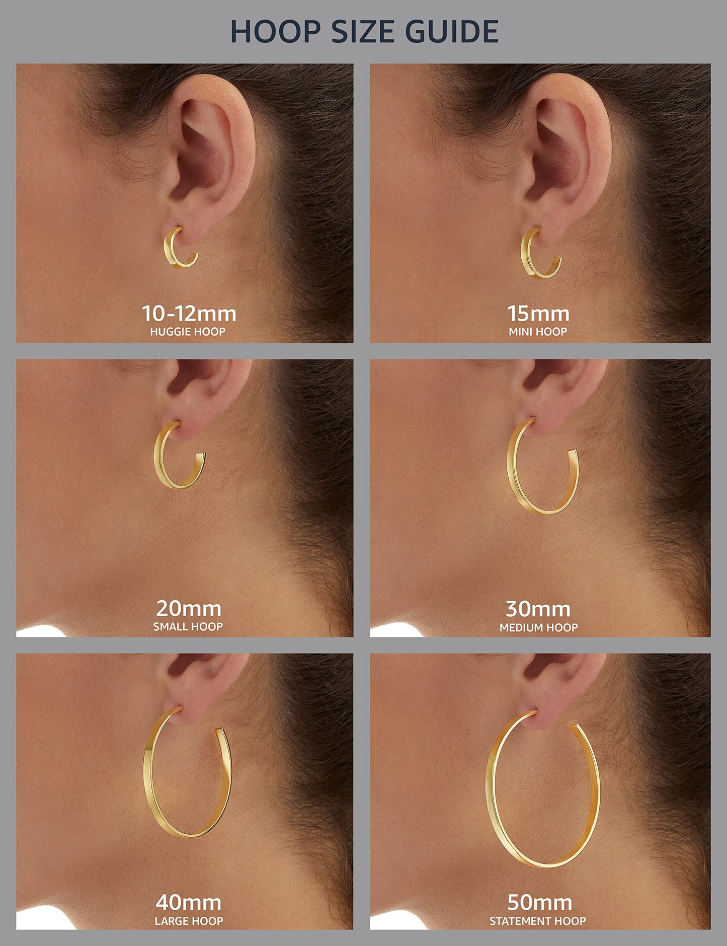 Amazon Essentials Gold Plated or Stainless Steel Flattened Hoop Earrings