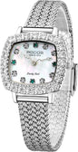ROCOSJEWE Luxury Silver Diamond Ladies Watch for Women, Square Quartz Wrist Watch with Natural Mother-of-Pearl Dial, Elegant Small Dial, Premium Branded Women’s Watch, Gift for Women R0264
