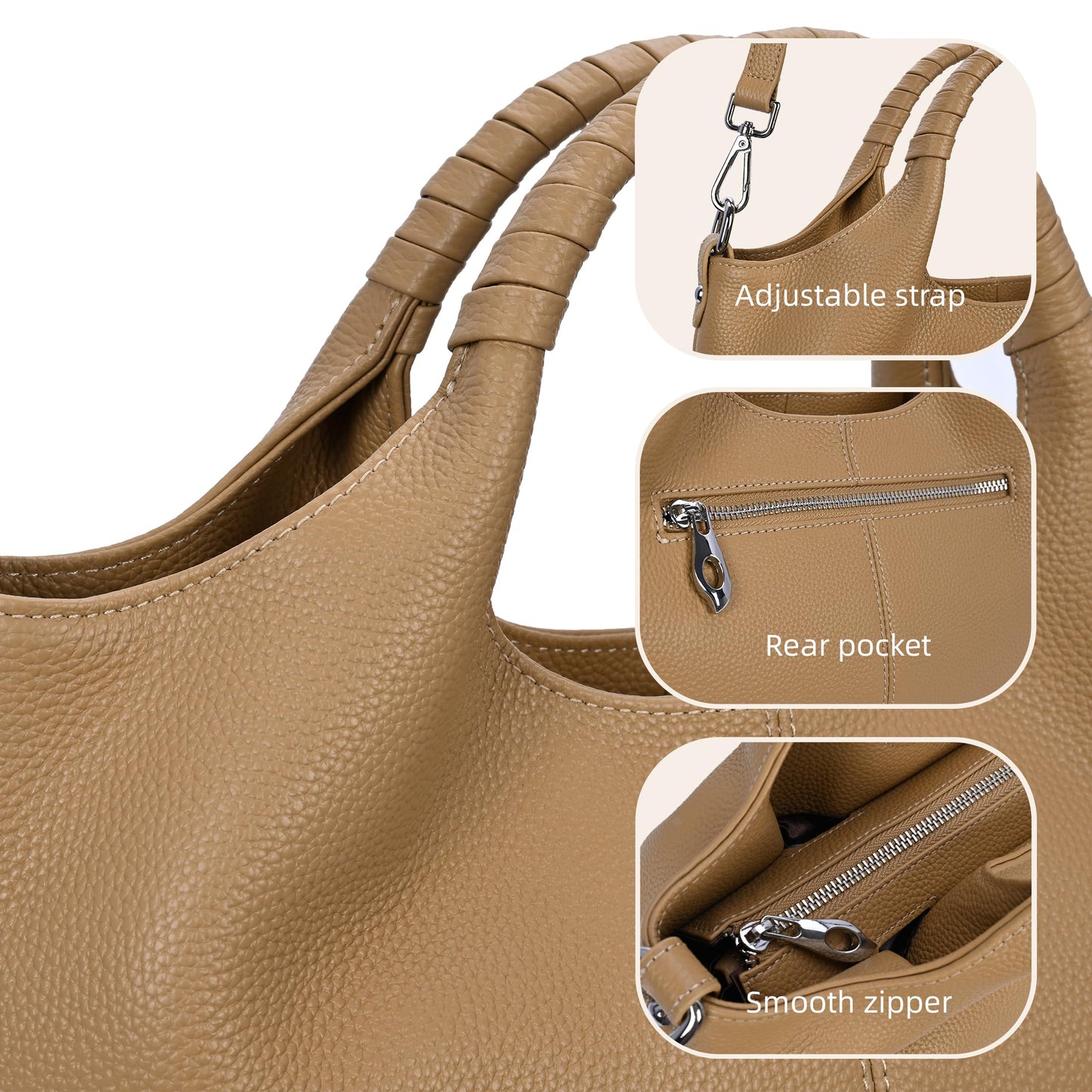 Iswee Leather Satchel Women Purse and Handbag Crossbody Shoulder Bag Hobo | Genuine Cowhide Leather Tote Top Handle Bag Soft & Durable Medium Size Bags with Detachable Multiple Pocketbooks Trendy