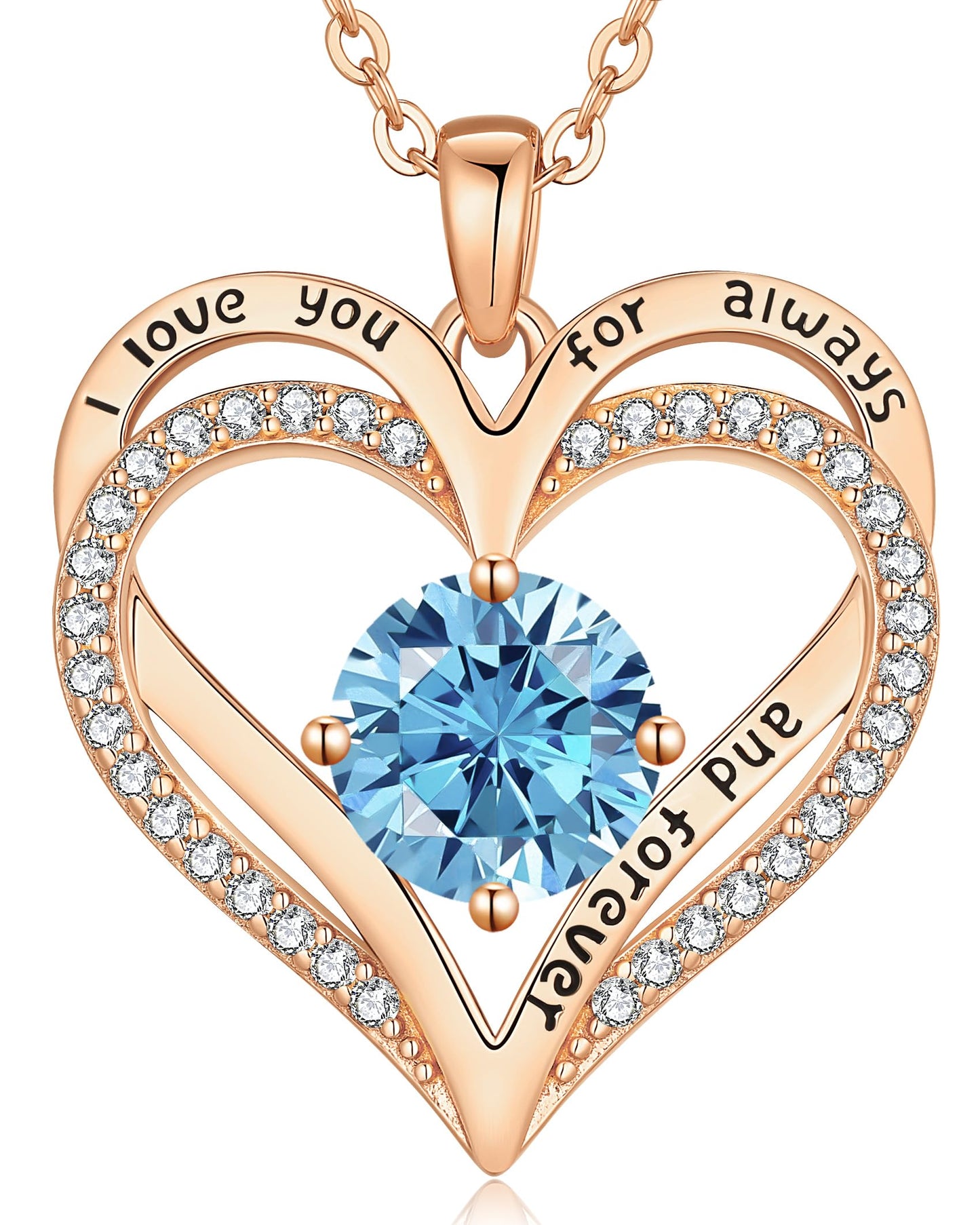 LOUISA SECRET Double Love Heart Birthstone Necklaces for Women, Birthday Gift for Girlfriend, Anniversary Jewelry Gift for Her, 925 Sterling Silver Jewelry Christmas Anniversary Birthday Present Gifts for Wife Girlfriend Mom Grandma Daughter
